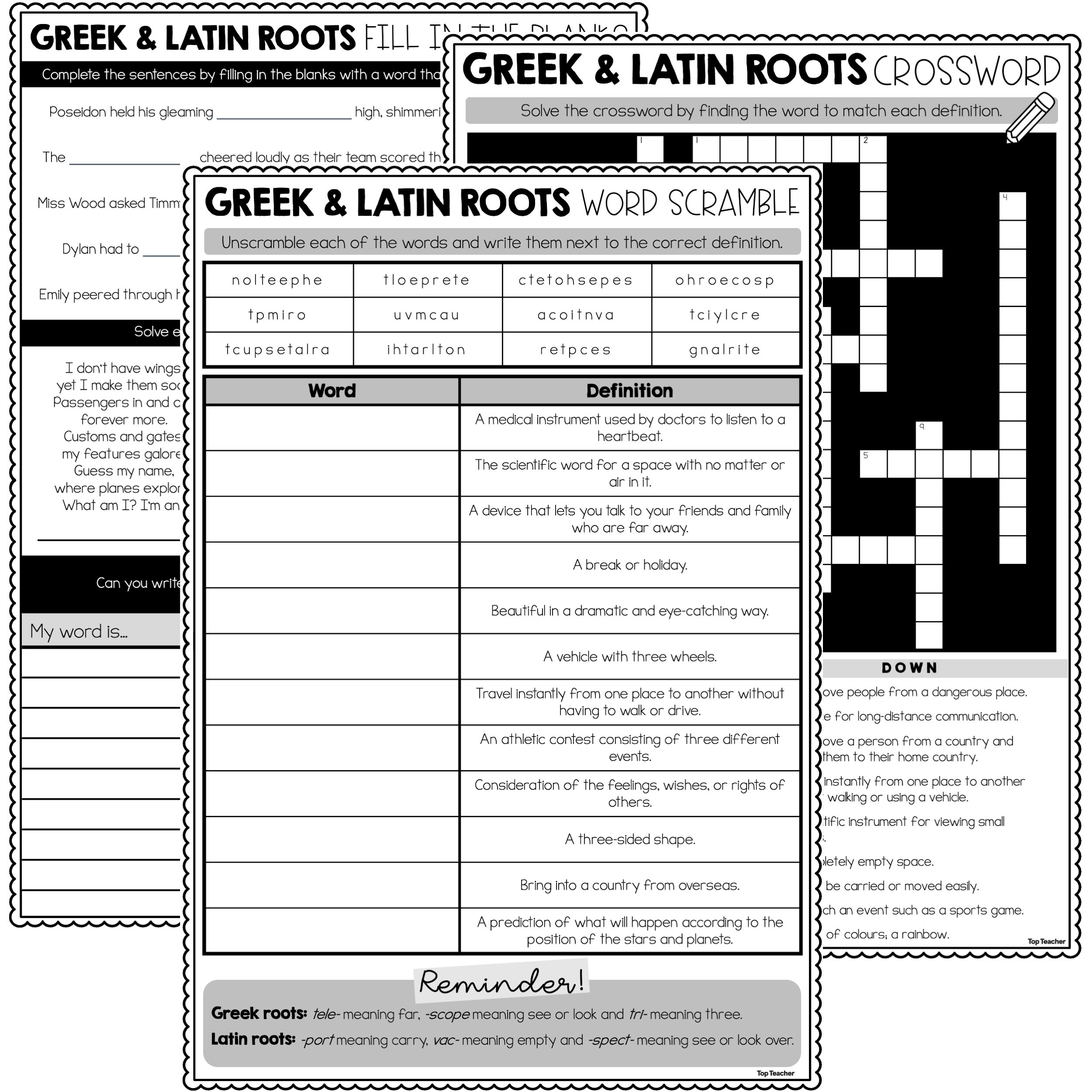 greek and latin roots worksheet