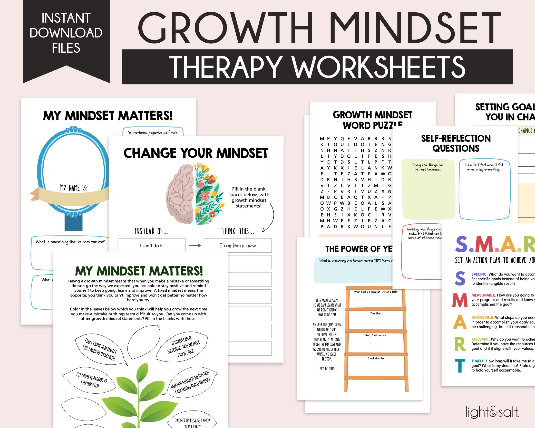 Growth Mindset Worksheets Challenging Negative Thoughts Therapy Resources Social Emotional Learning Self Love Social Psychology CBT Etsy