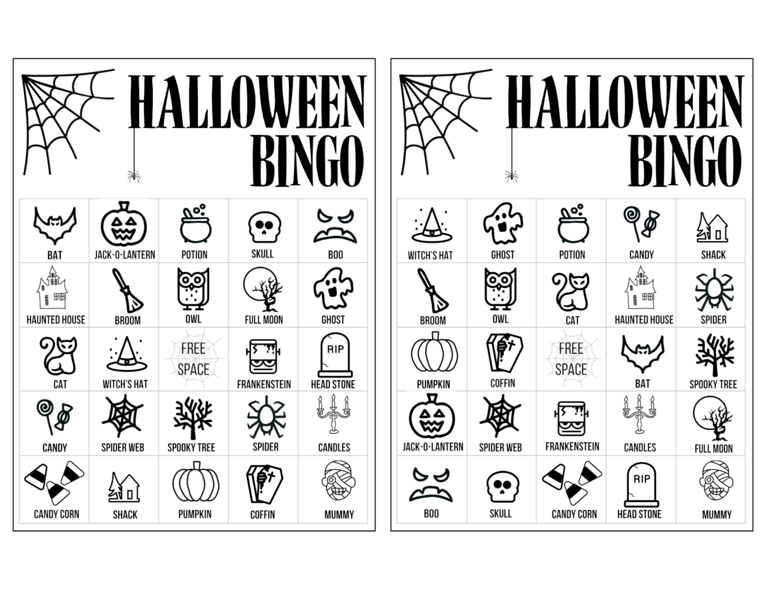 Halloween Bingo Printable Game Cards Template Paper Trail Design Halloween Bingo Printable Game Cards Template Paper Trail Design