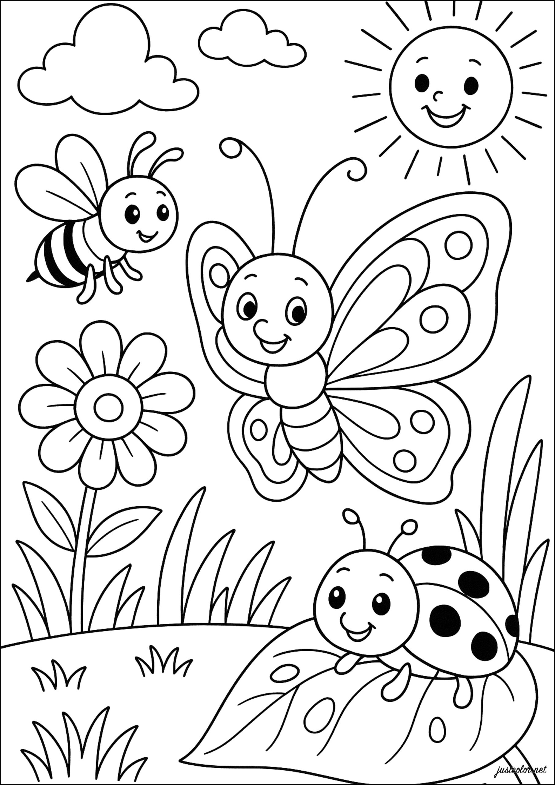 Happy Adventures In The Sunny Garden Butterfly Coloring Pages
