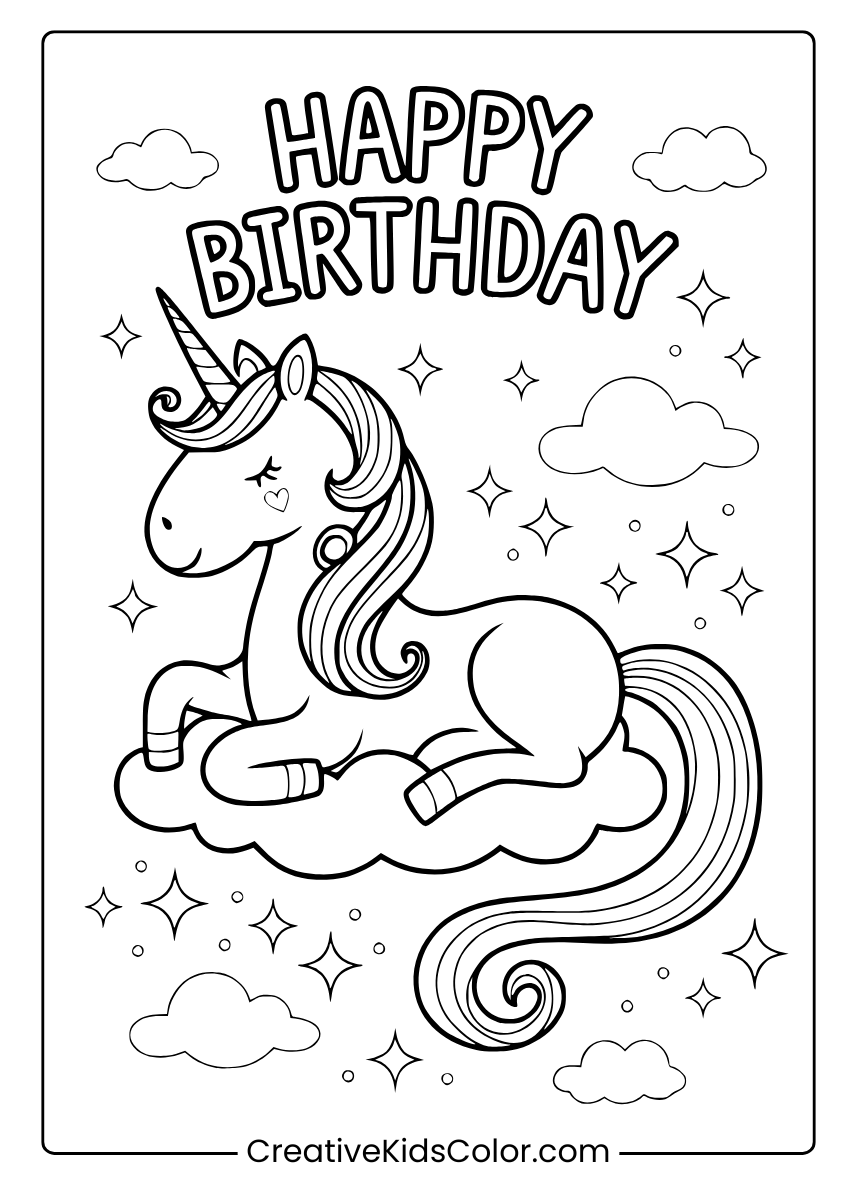 Happy Birthday Coloring Pages Free Printable PDFs 