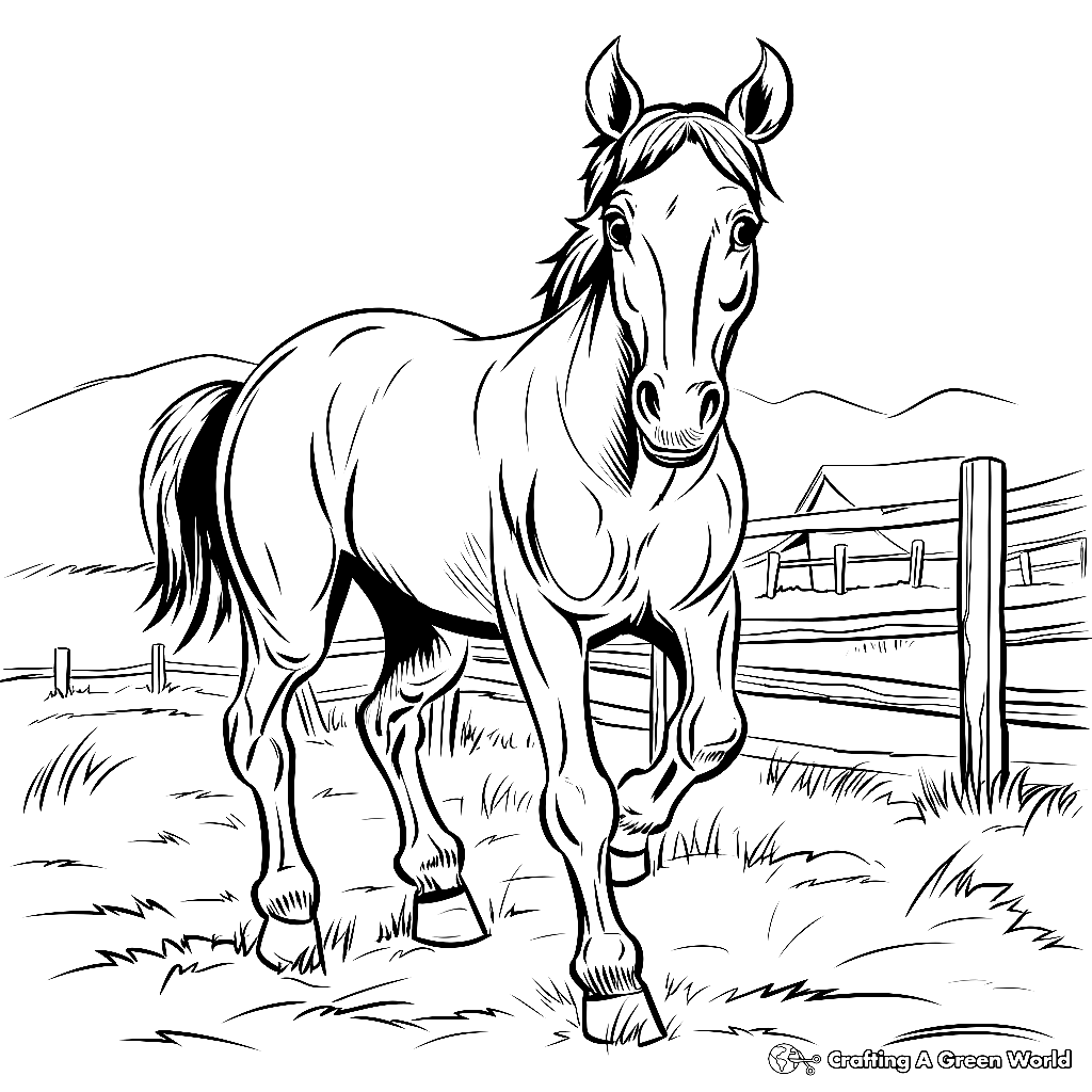 Horse Farm Coloring Pages Free Printable 