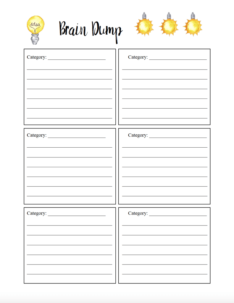 How To Do A Brain Dump Free Printable Brain Dump Worksheet