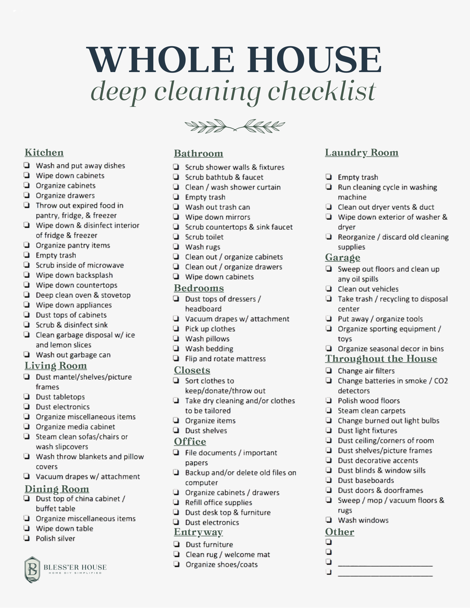 How To Enjoy Deep Cleaning Your House Free Checklist Cleaning Kit