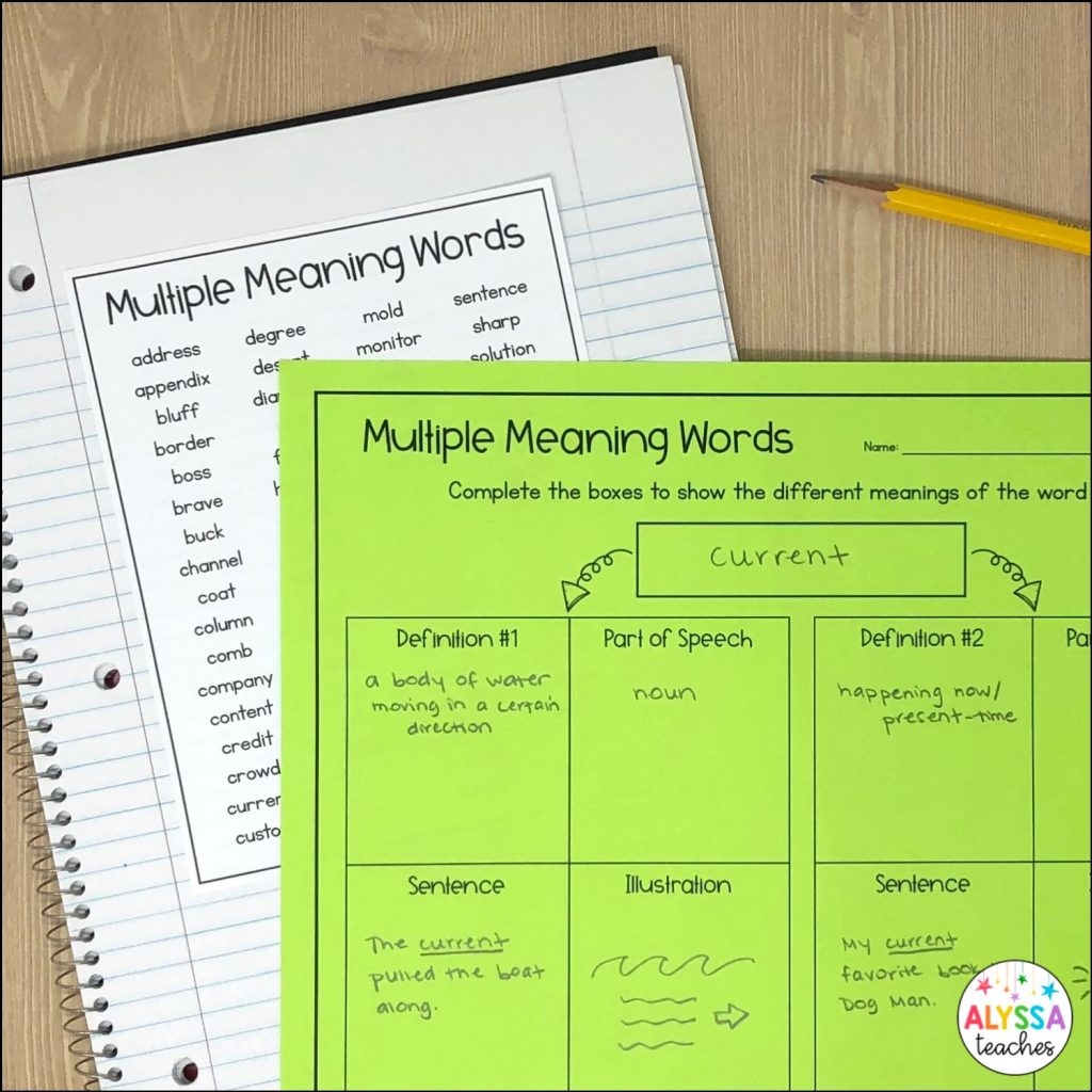 multiple meaning words worksheets