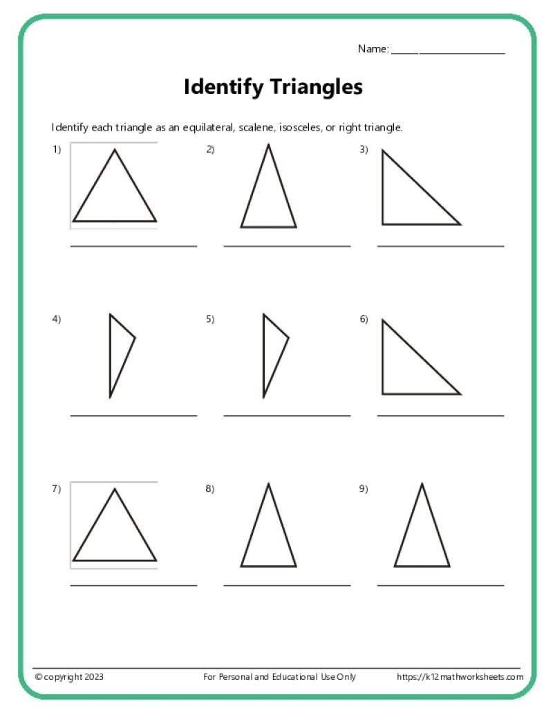 Identify And Classify Triangles Worksheets K12 Math Worksheets
