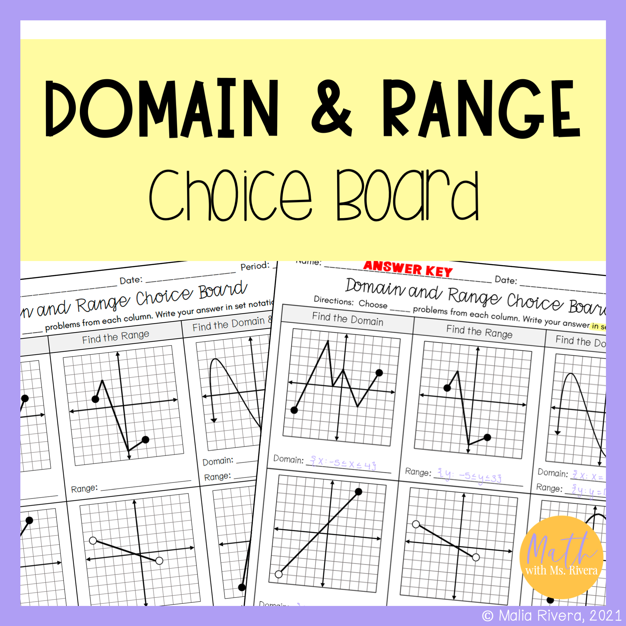 domain and range worksheet