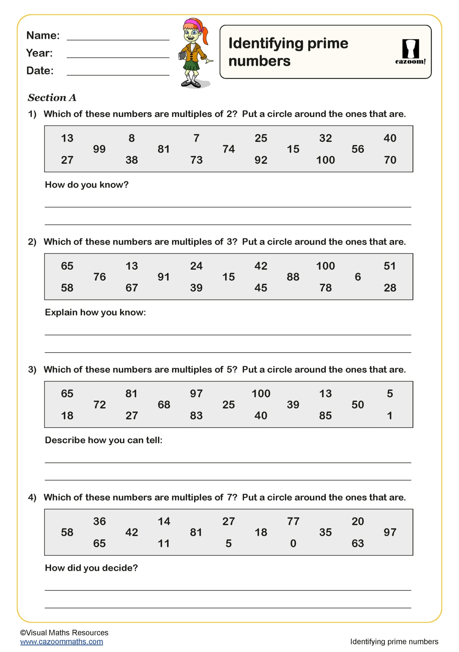 prime and composite numbers worksheets