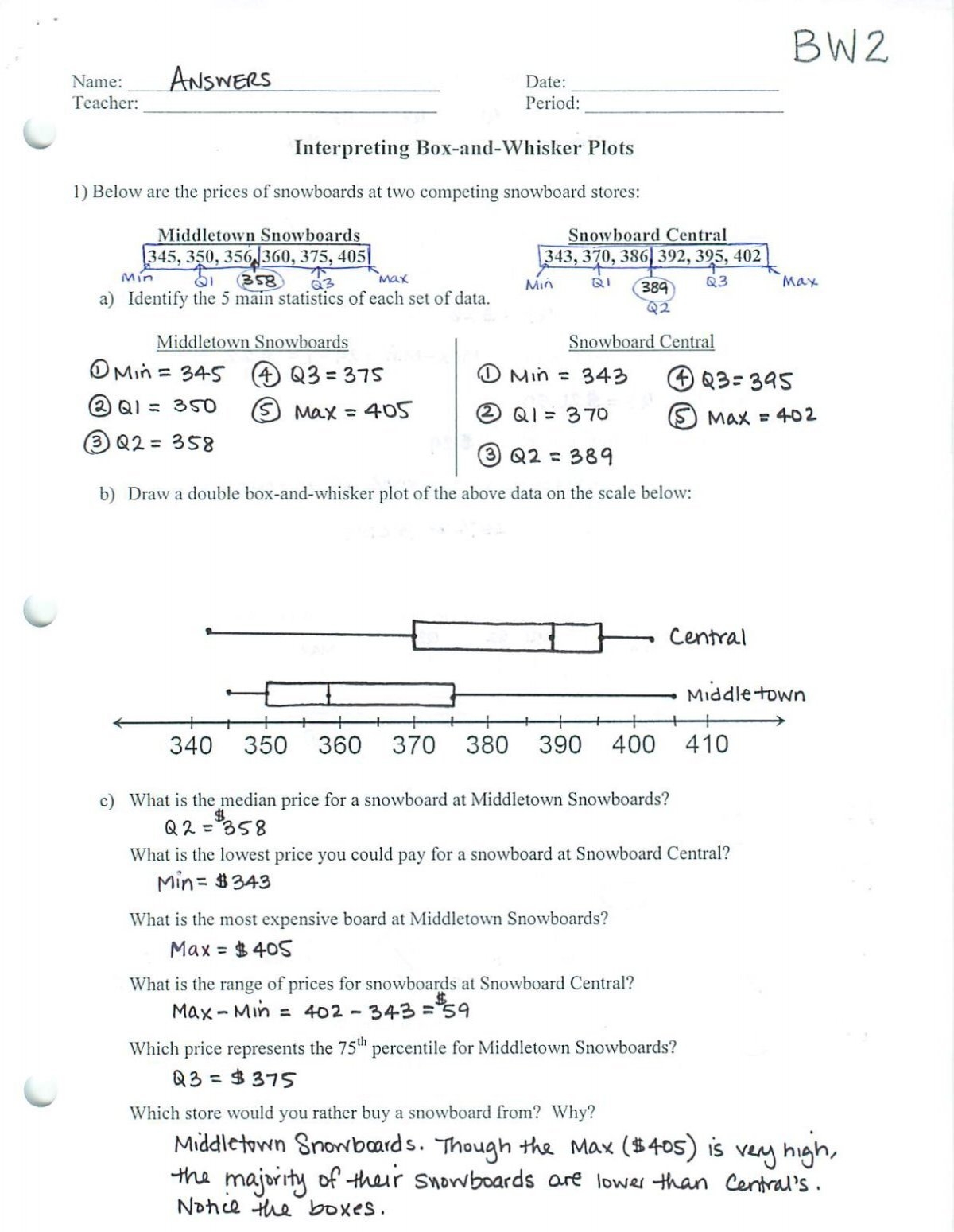 box plot worksheet box plot worksheet