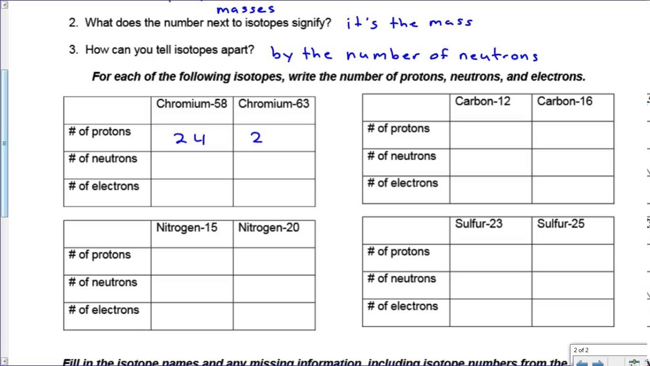 Ion Isotope Practice Key YouTube