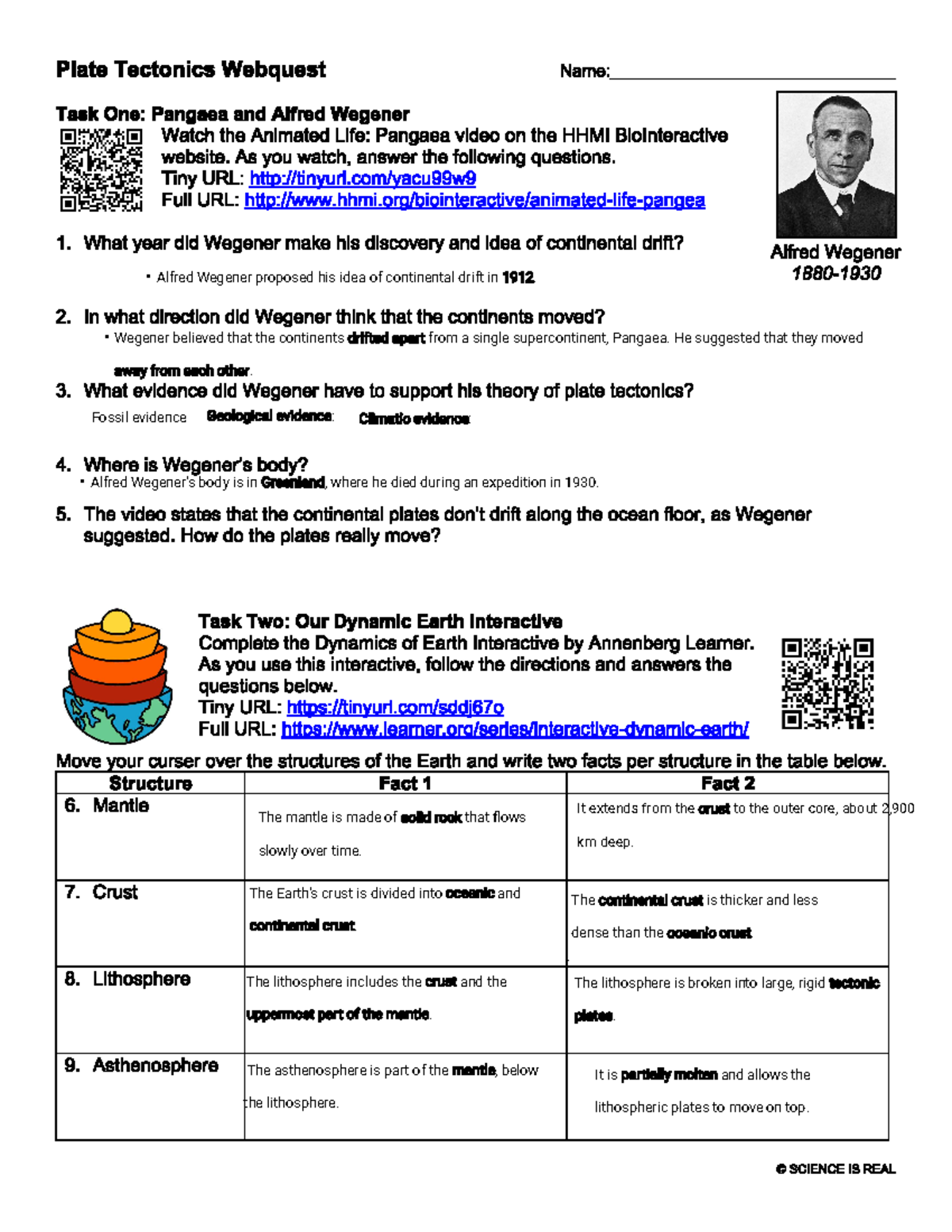 is alfred wegener innocent worksheet answers