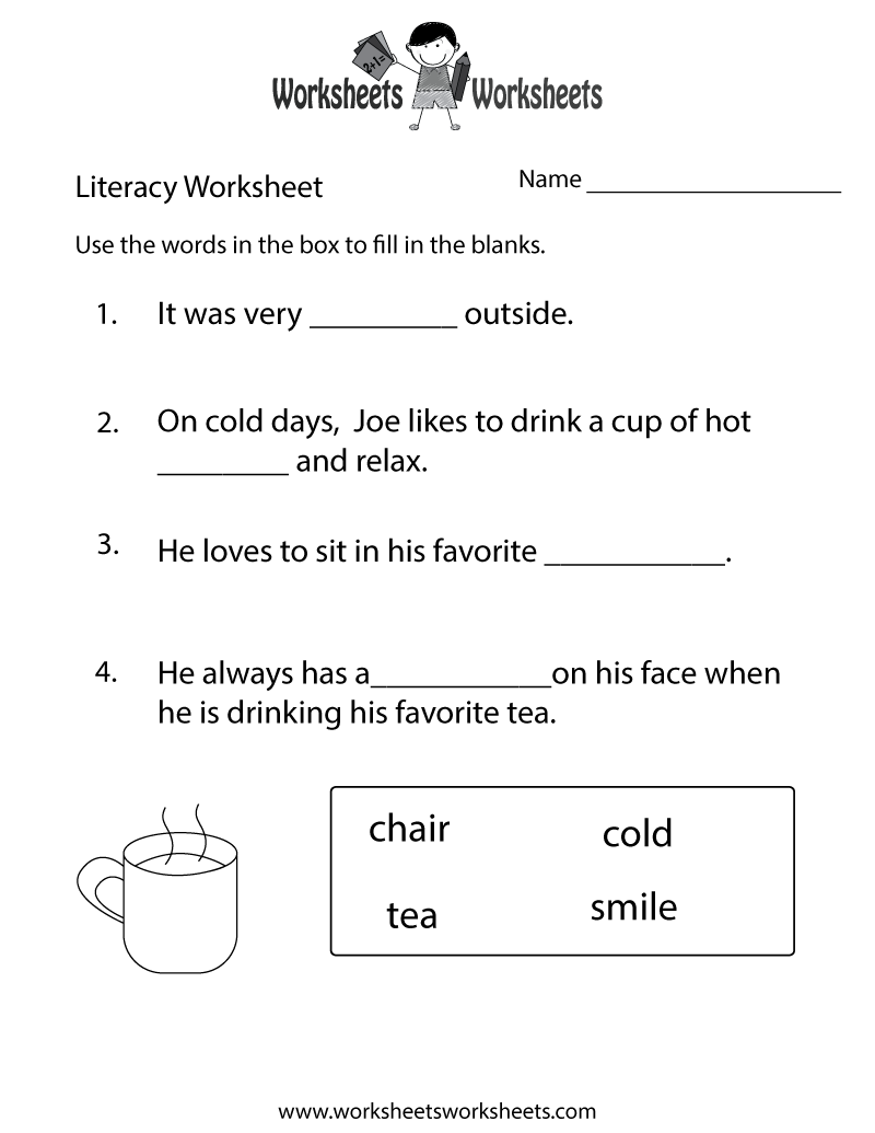 Kindergarten Literacy Worksheet