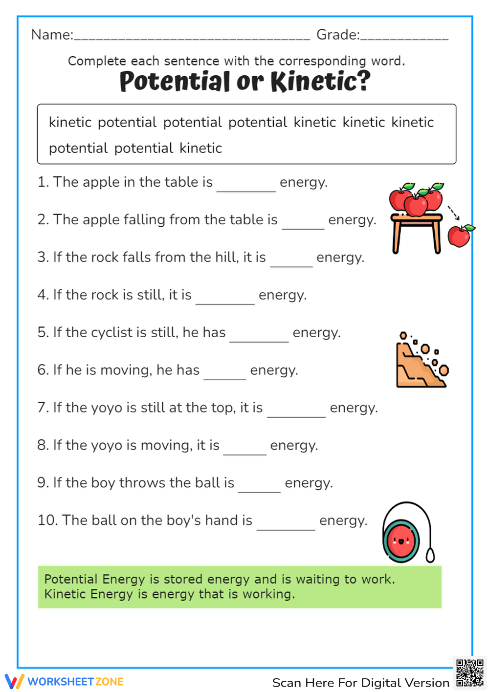 Kinetic And Potential Energy PowerPoint Google Slides For 3rd 5th Worksheets Library