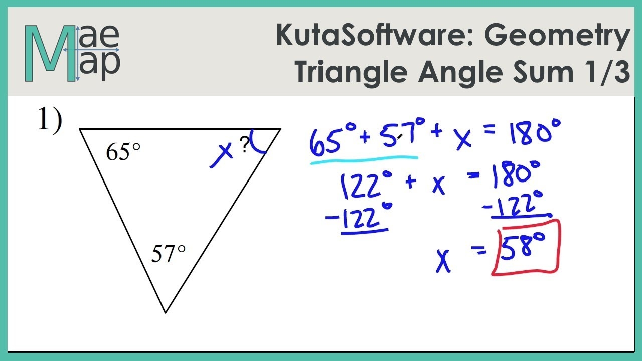 KutaSoftware Geometry Triangle Angle Sum Part 1 YouTube