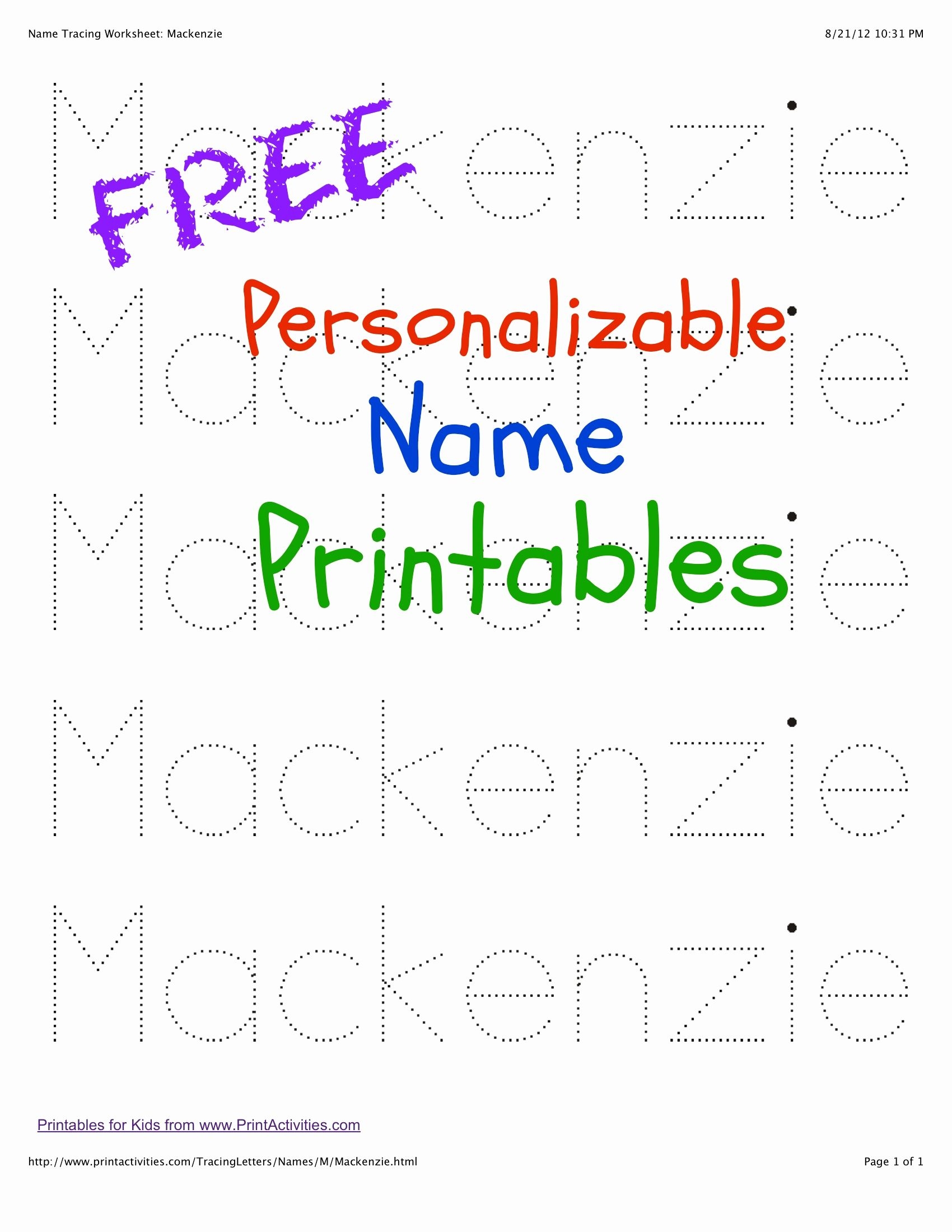 printable name tracing