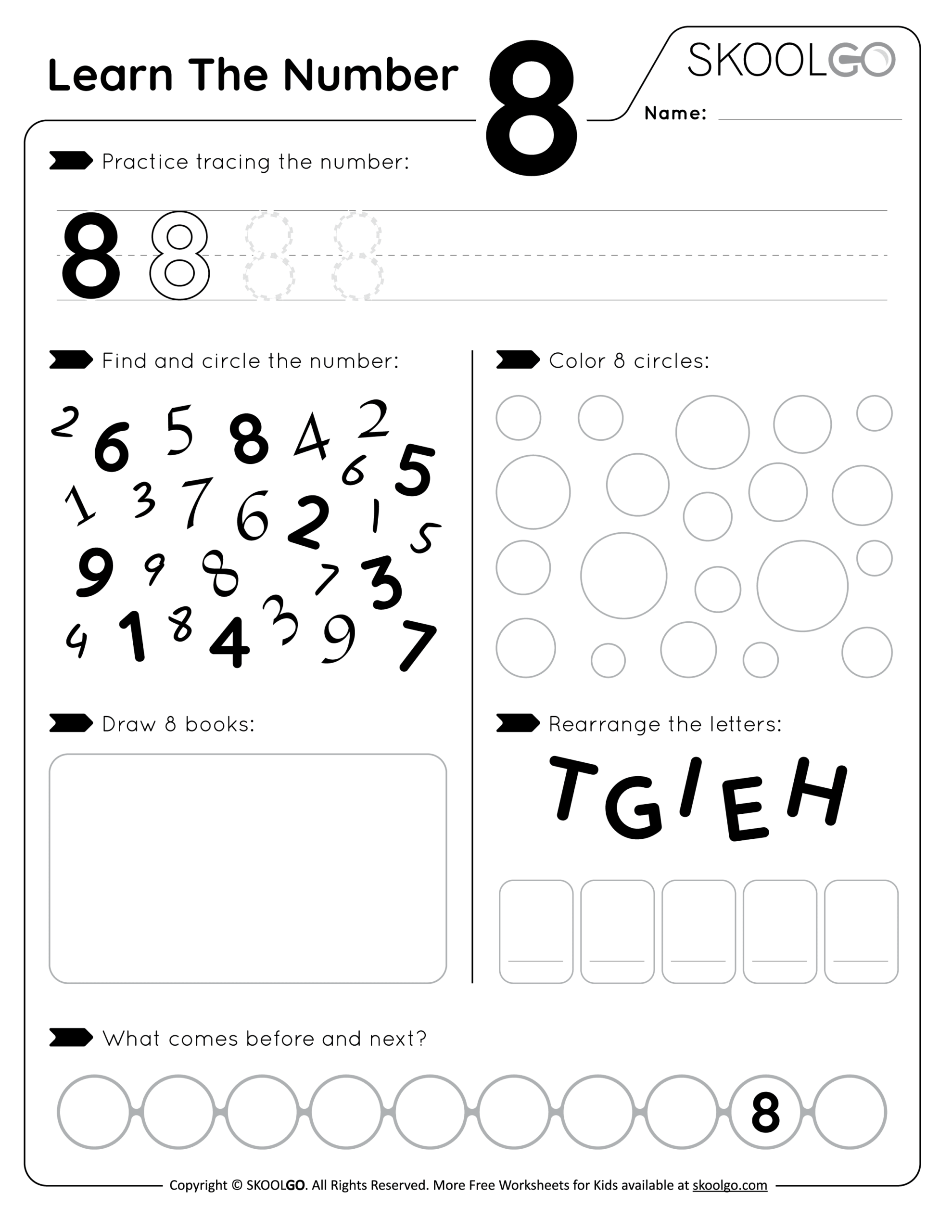 number 8 worksheets