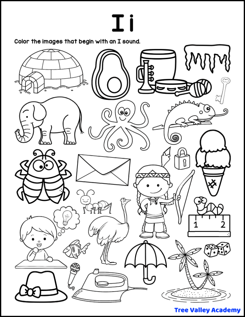 Letter I Sound Worksheets Tree Valley Academy