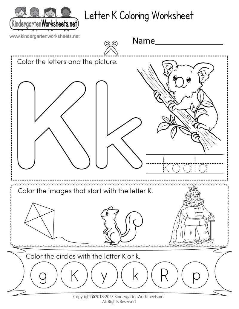 Letter K Coloring Worksheet Free Printable Digital PDF