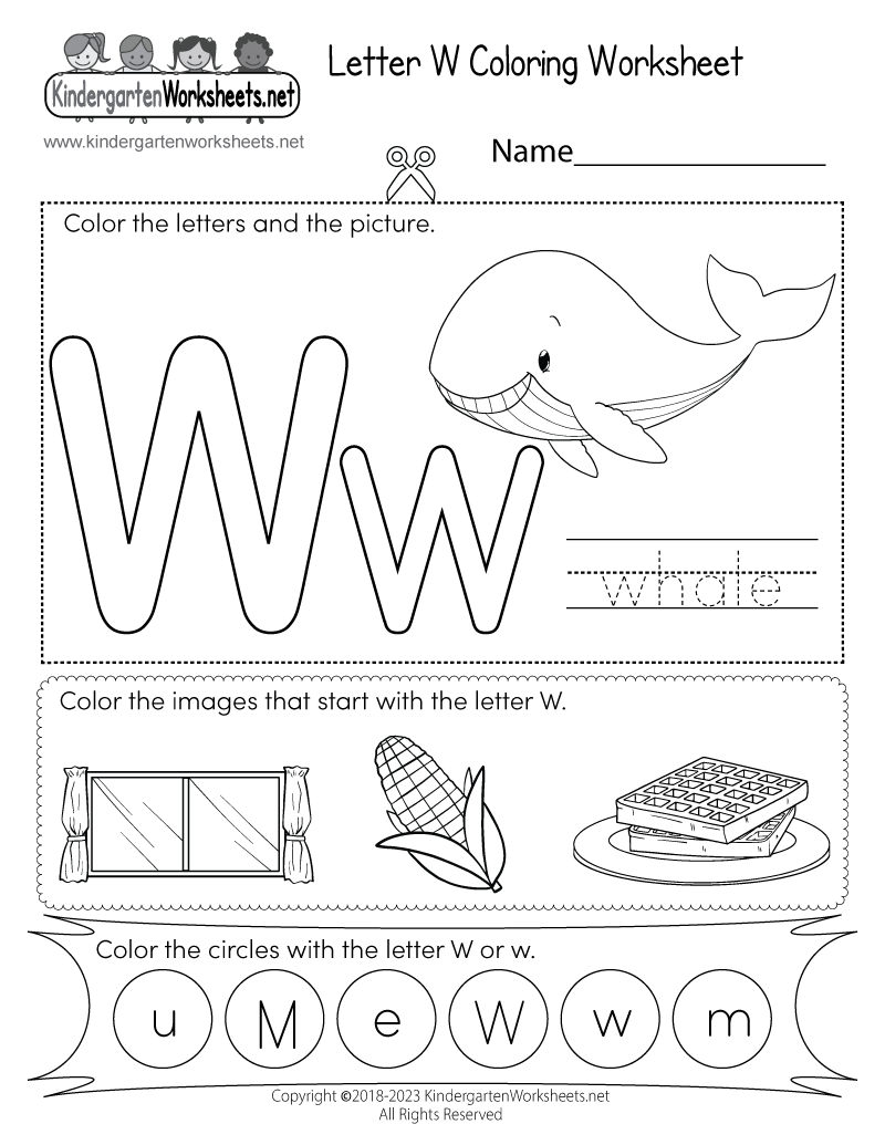 Letter W Coloring Worksheet Free Printable Digital PDF