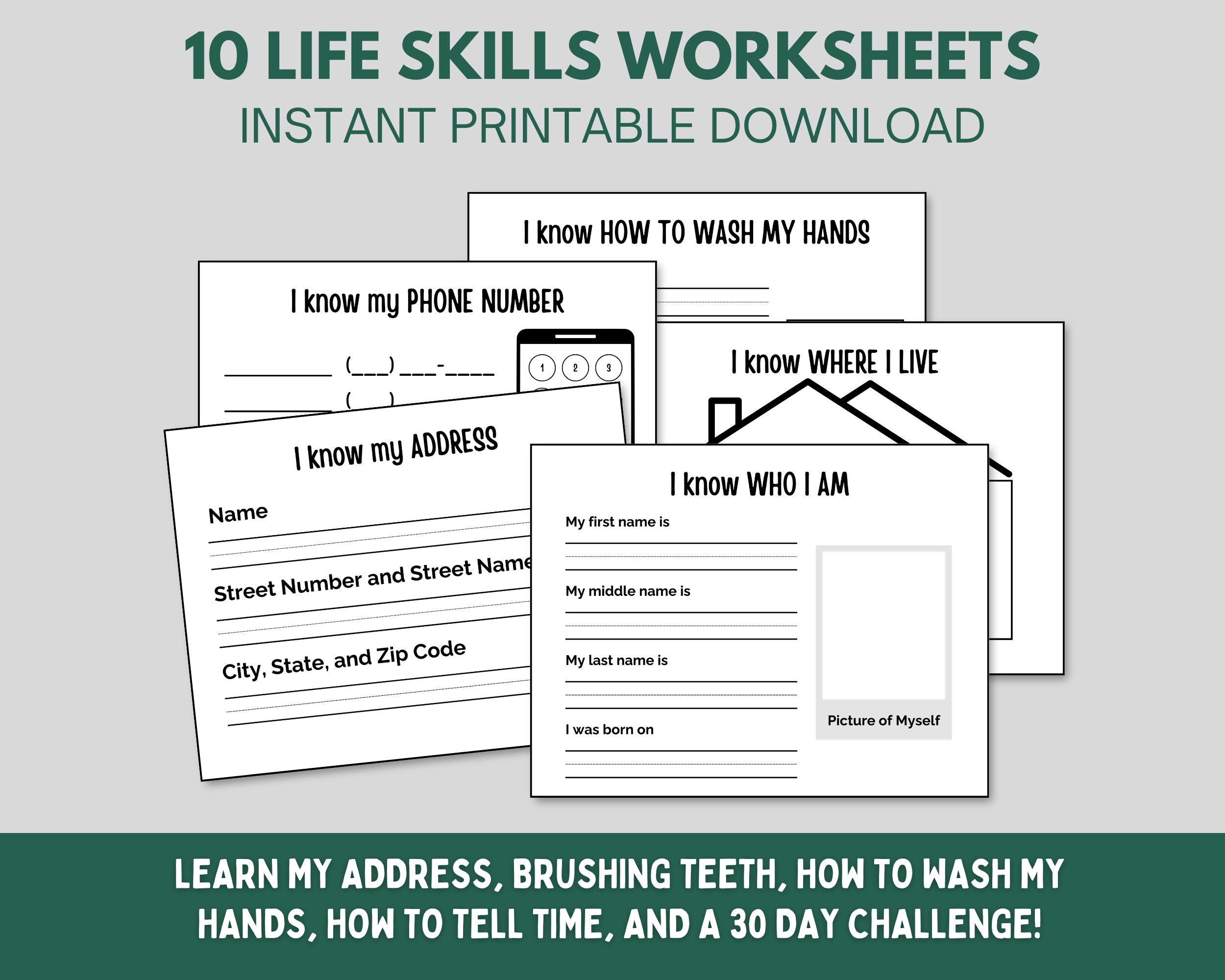 Life Skills Worksheets For Kids Printable 30 day Challenge Personal Info And Hygiene Practice Homeschool And Special Needs PDF Etsy Life Skills Worksheets For Kids Printable 30 day Challenge Personal Info And Hygiene Practice Homeschool And Special Needs PDF Etsy