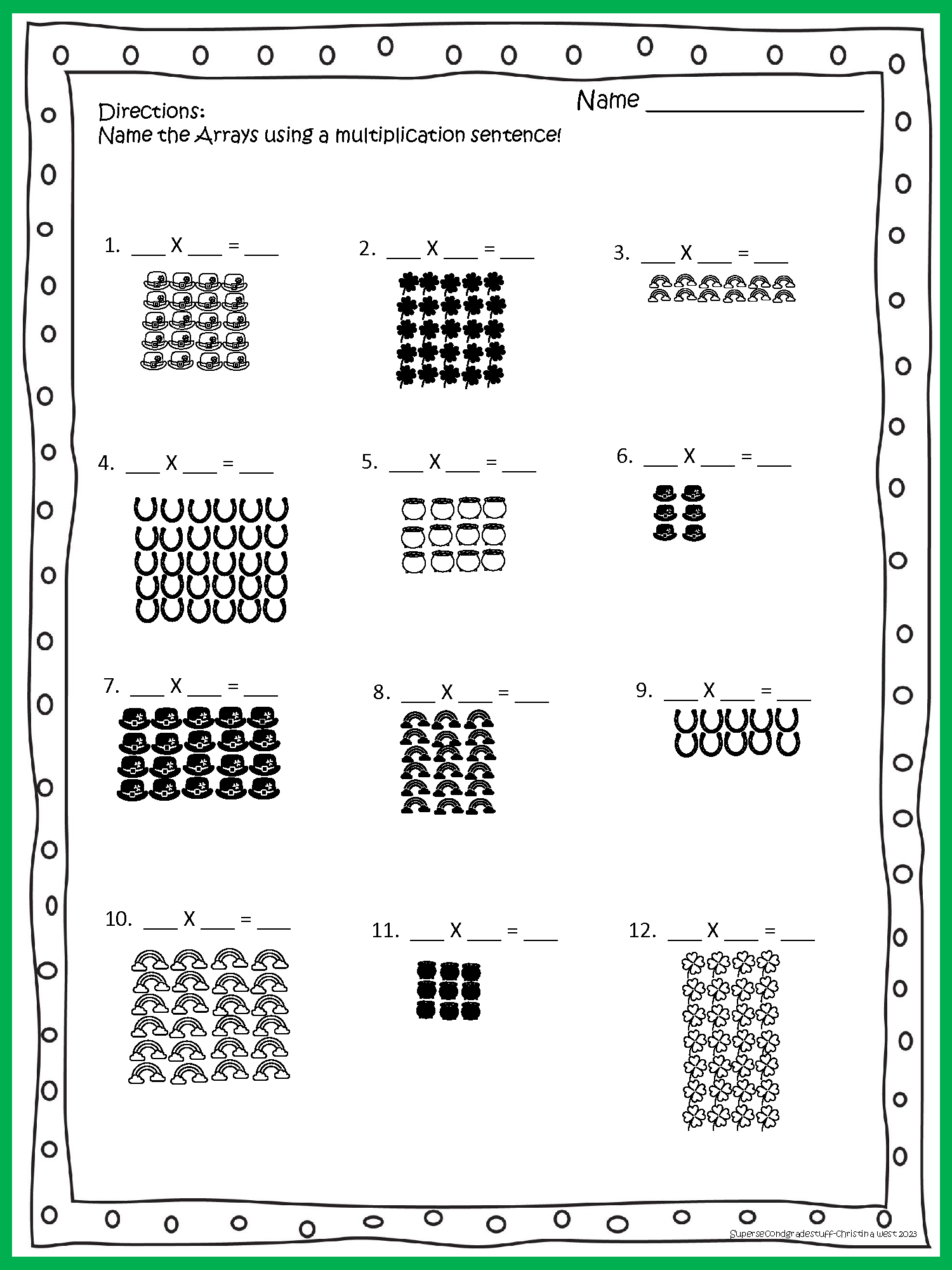 multiplication arrays worksheets