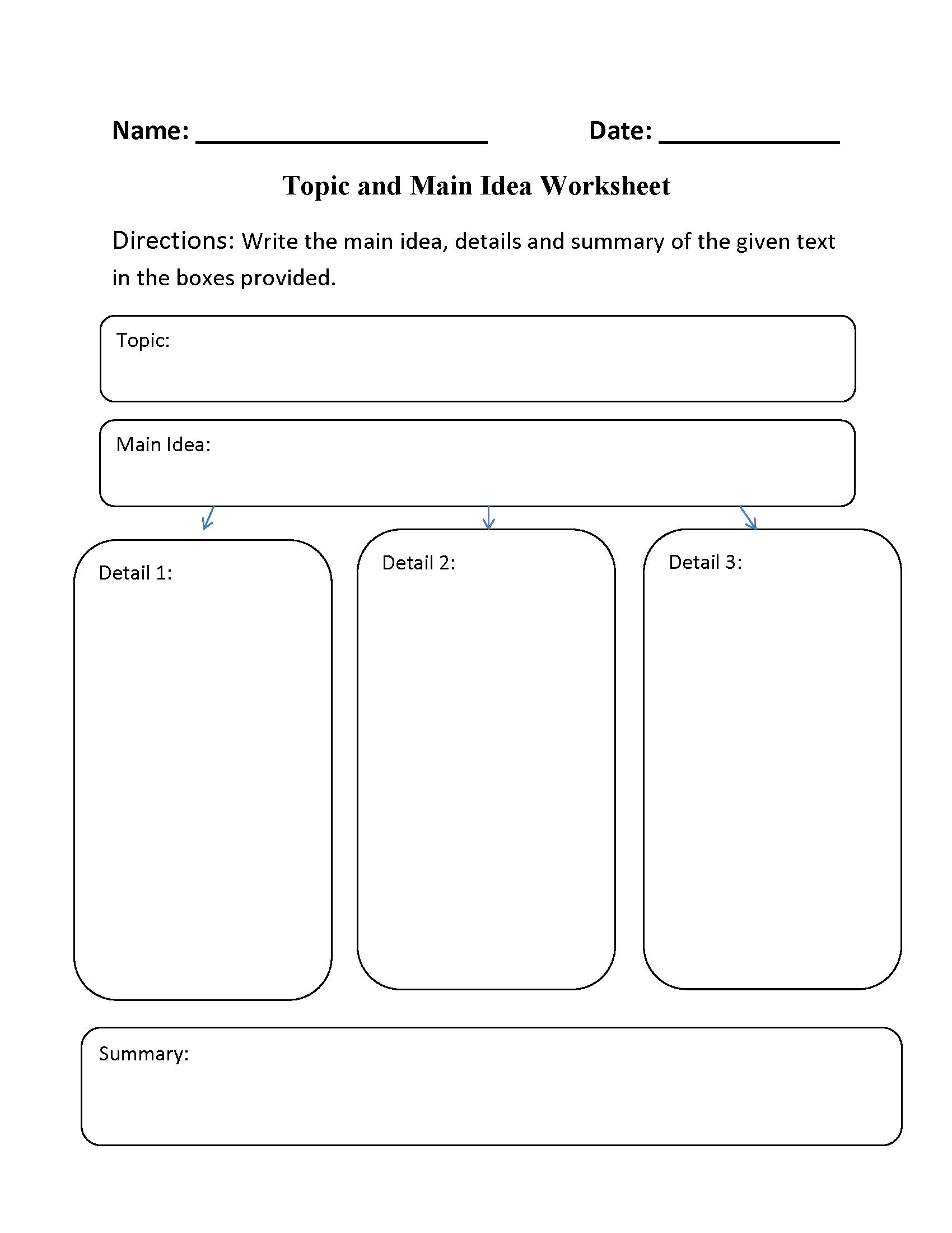 Main Idea Worksheets Topic And Main Idea Worksheet Main Idea Worksheets Topic And Main Idea Worksheet