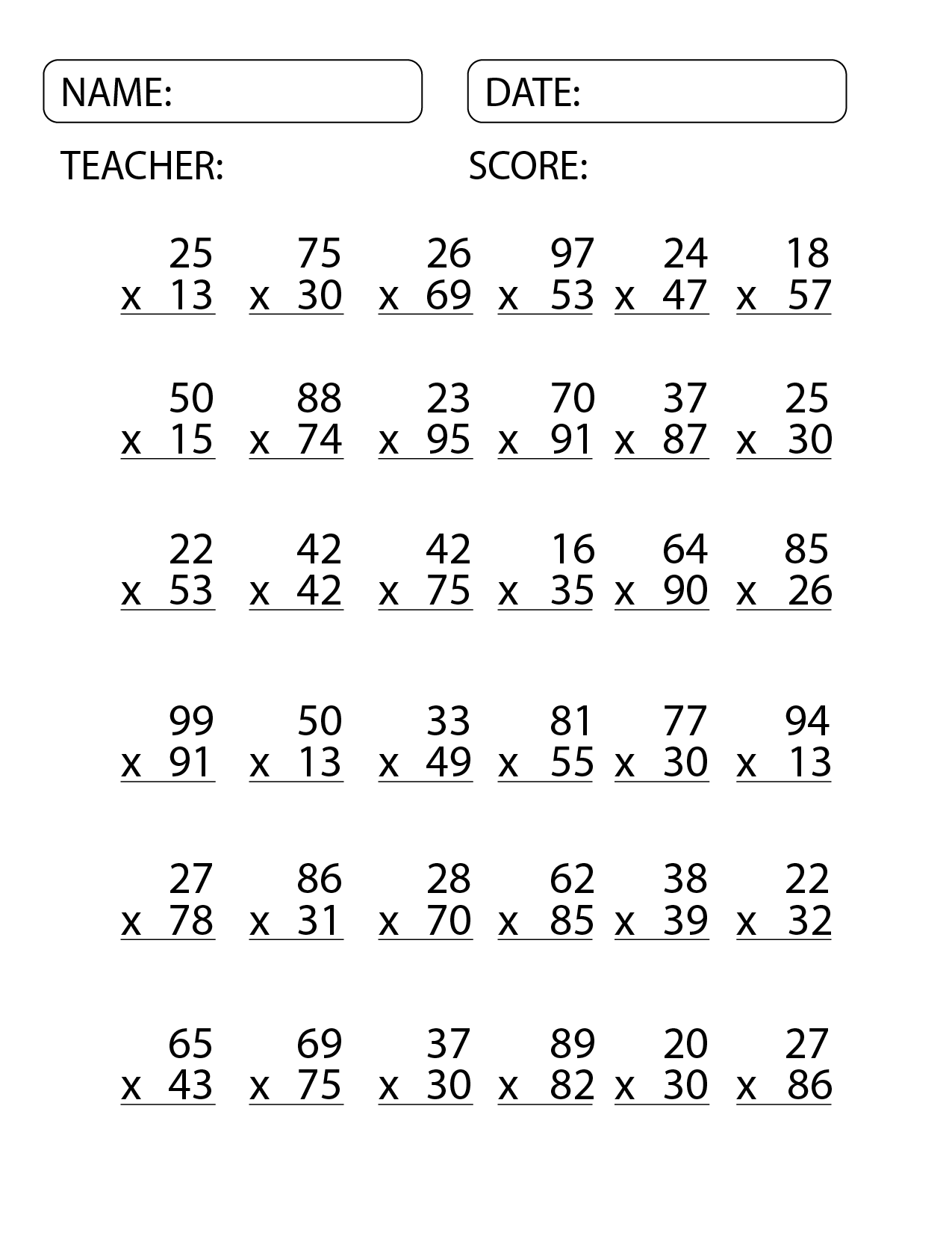 Master Multiplication With Our 2 Digit By 2 Digit Multiplication Worksheets Made By Teachers