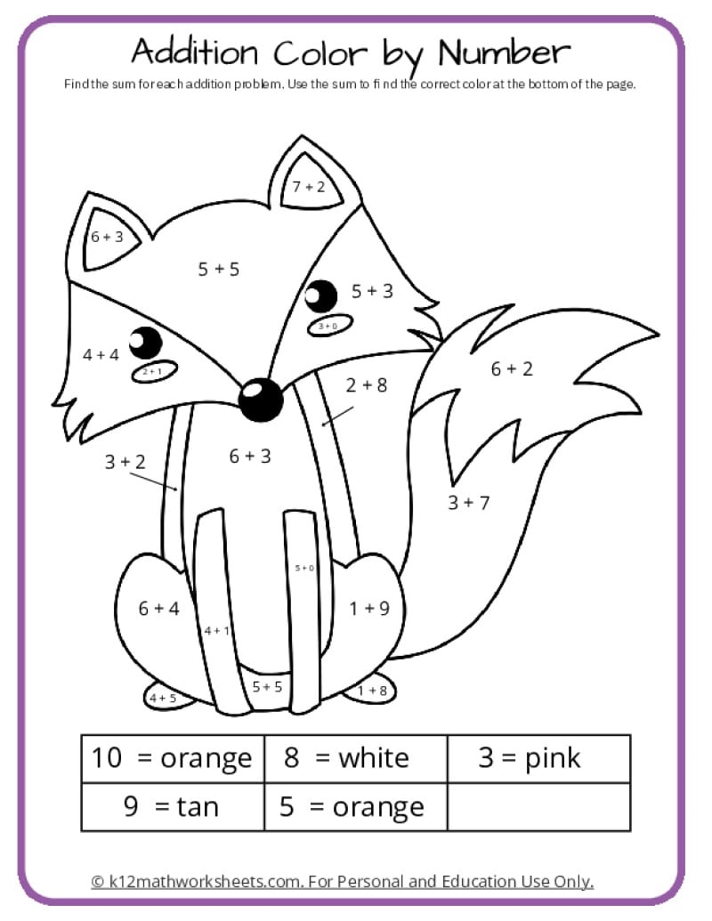 coloring math worksheets