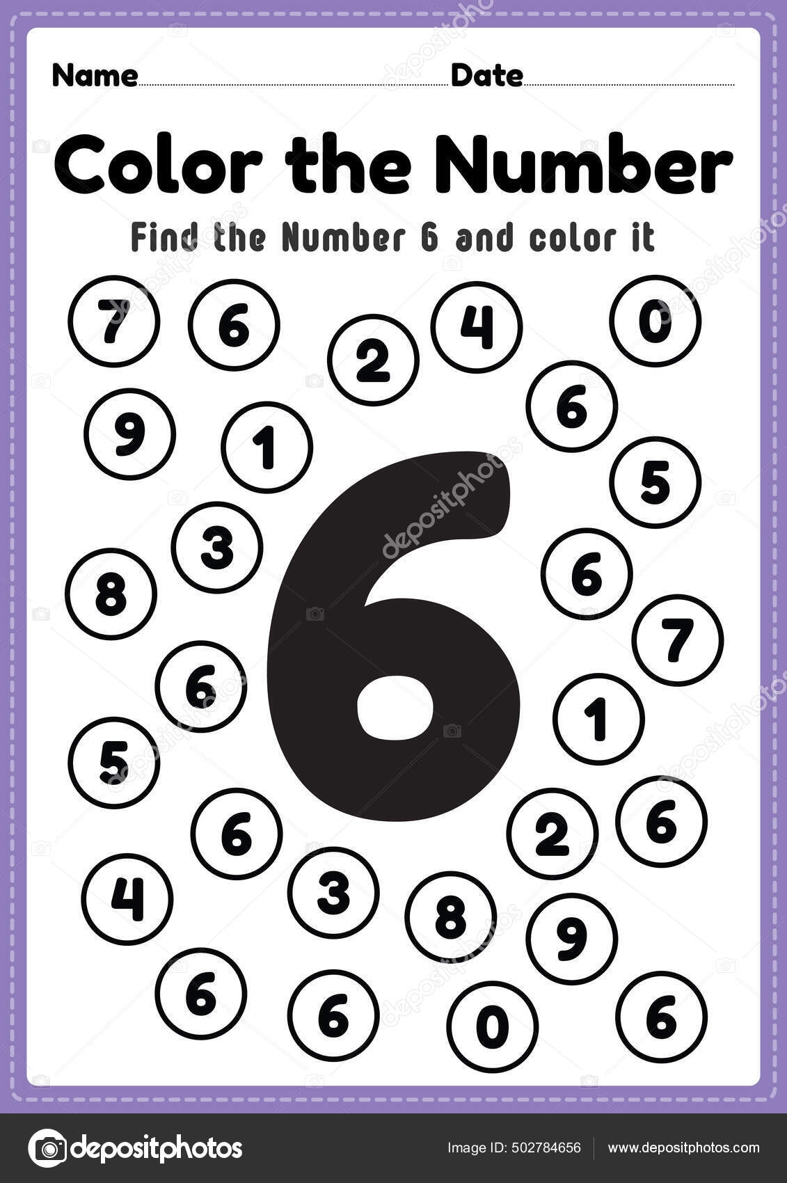 Maths Worksheet Nursery Number Coloring Maths Activities Preschool Kindergarten Kids Stock Vector By tuktukdesign 502784656