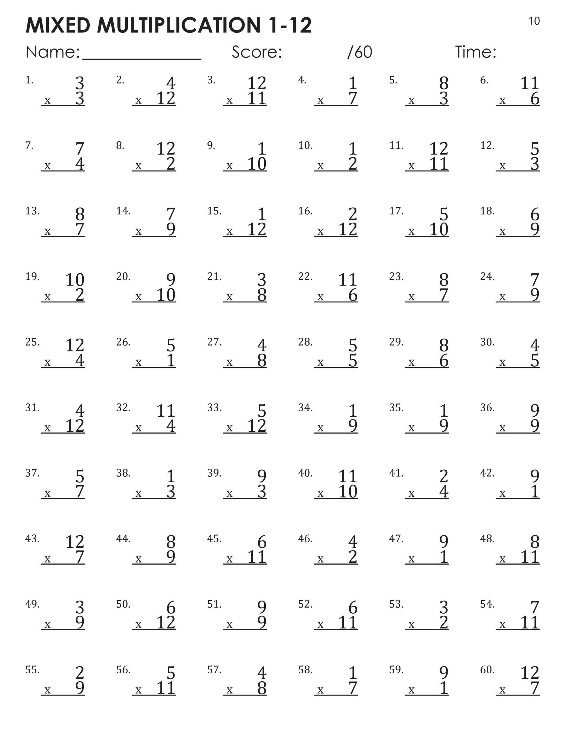 Mixed Multiplication Facts 1 12 Timed Tests Worksheets Etsy Israel Mixed Multiplication Facts 1 12 Timed Tests Worksheets Etsy Israel