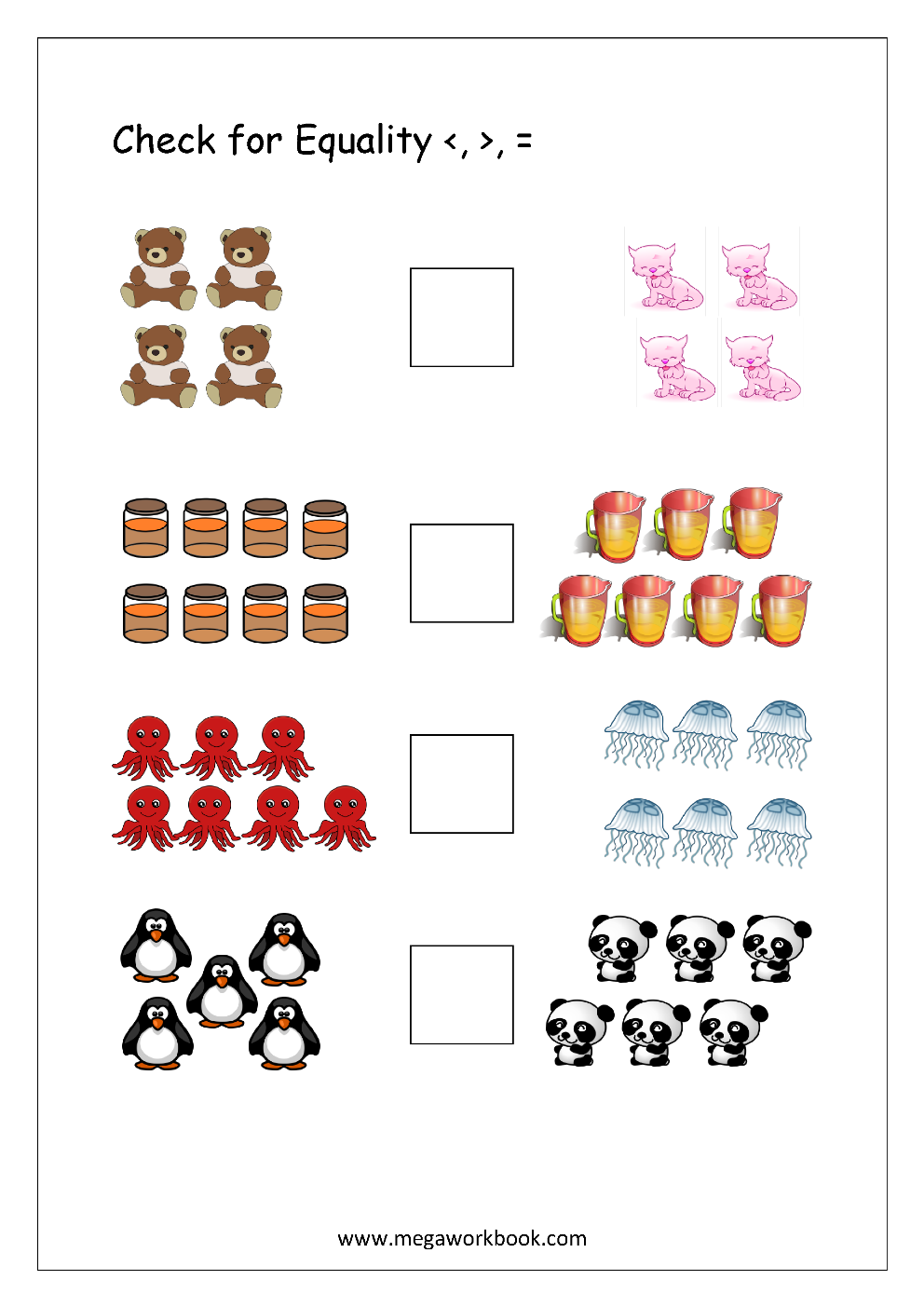 greater and less than signs worksheets