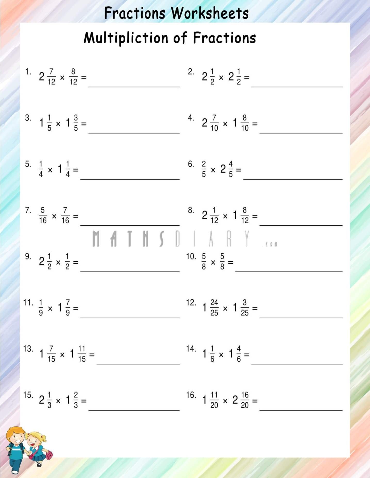 Multiplication Of Mixed Fractions Worksheets Math Worksheets MathsDiary