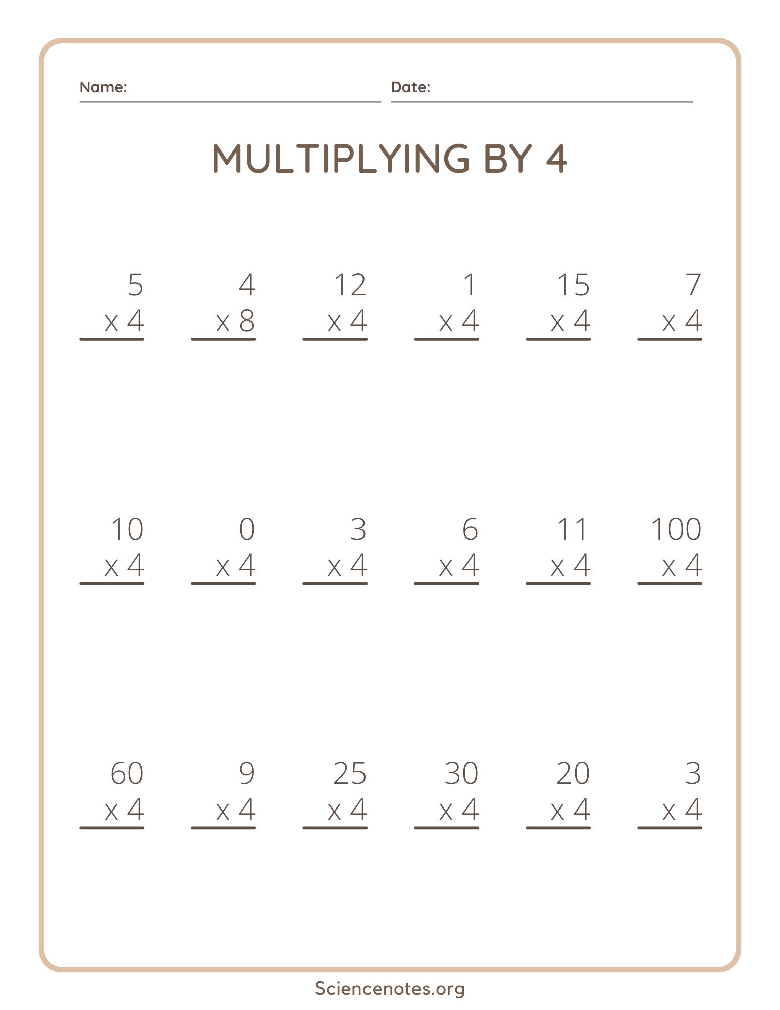 Multiplication Worksheets