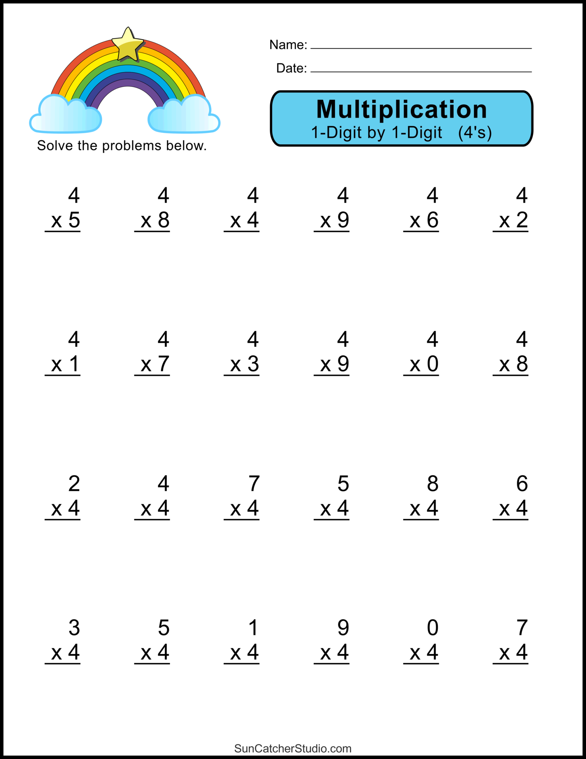 multiplication worksheets for 4th graders