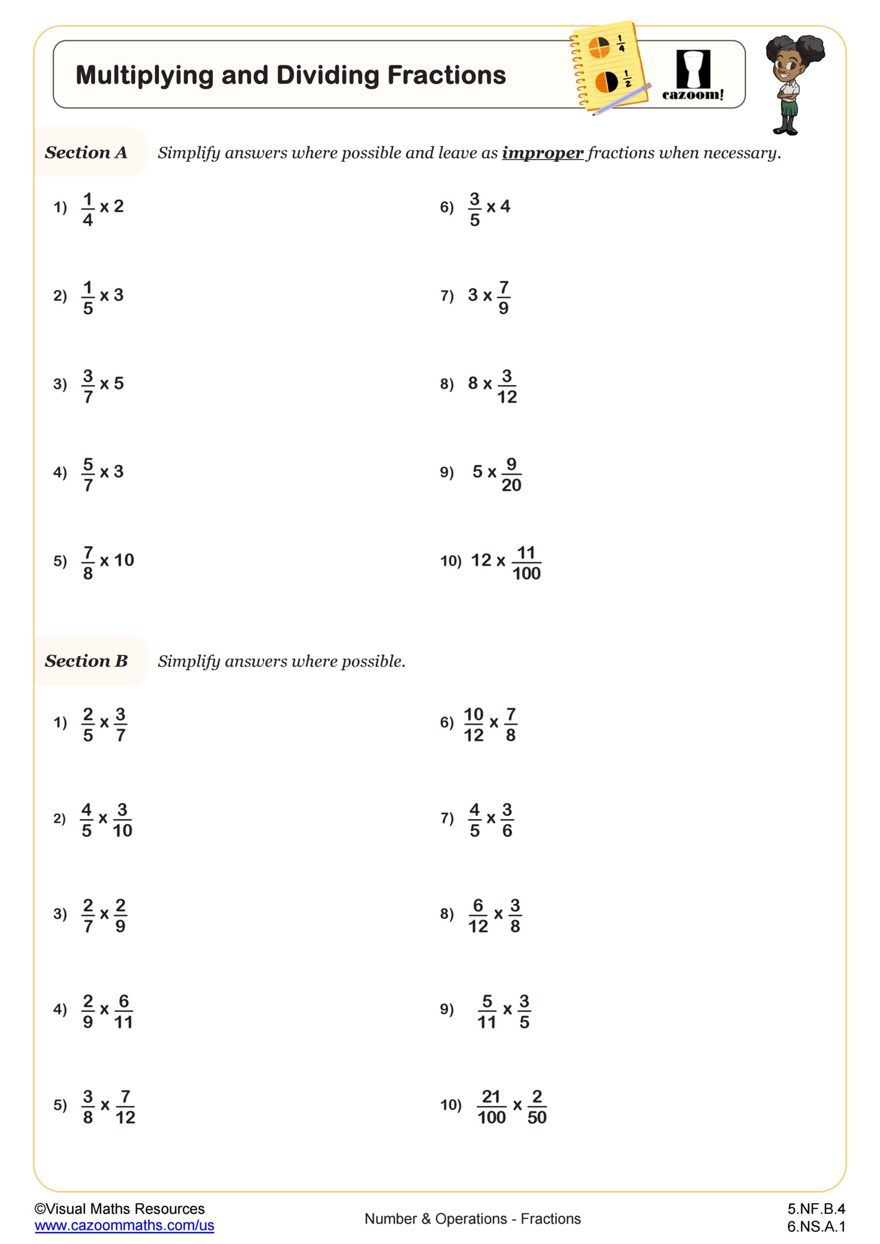 Multiplying And Dividing Fractions Worksheet 5th Grade PDF Worksheets Cazoom Math
