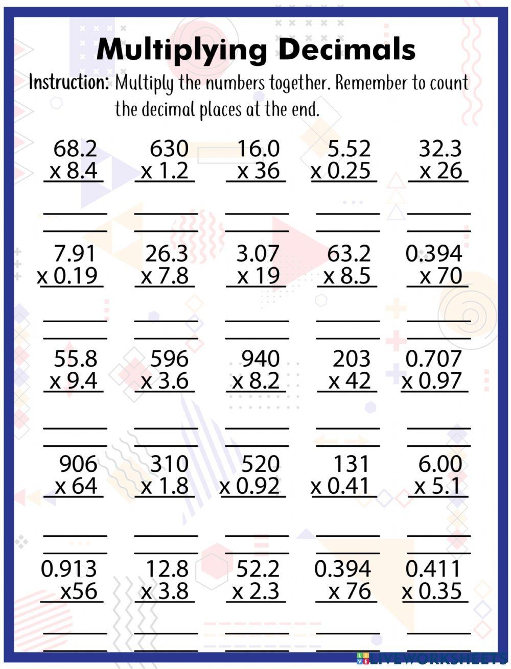 Multiplying Decimals Interactive Worksheet For 3 Worksheets Library Multiplying Decimals Interactive Worksheet For 3 Worksheets Library