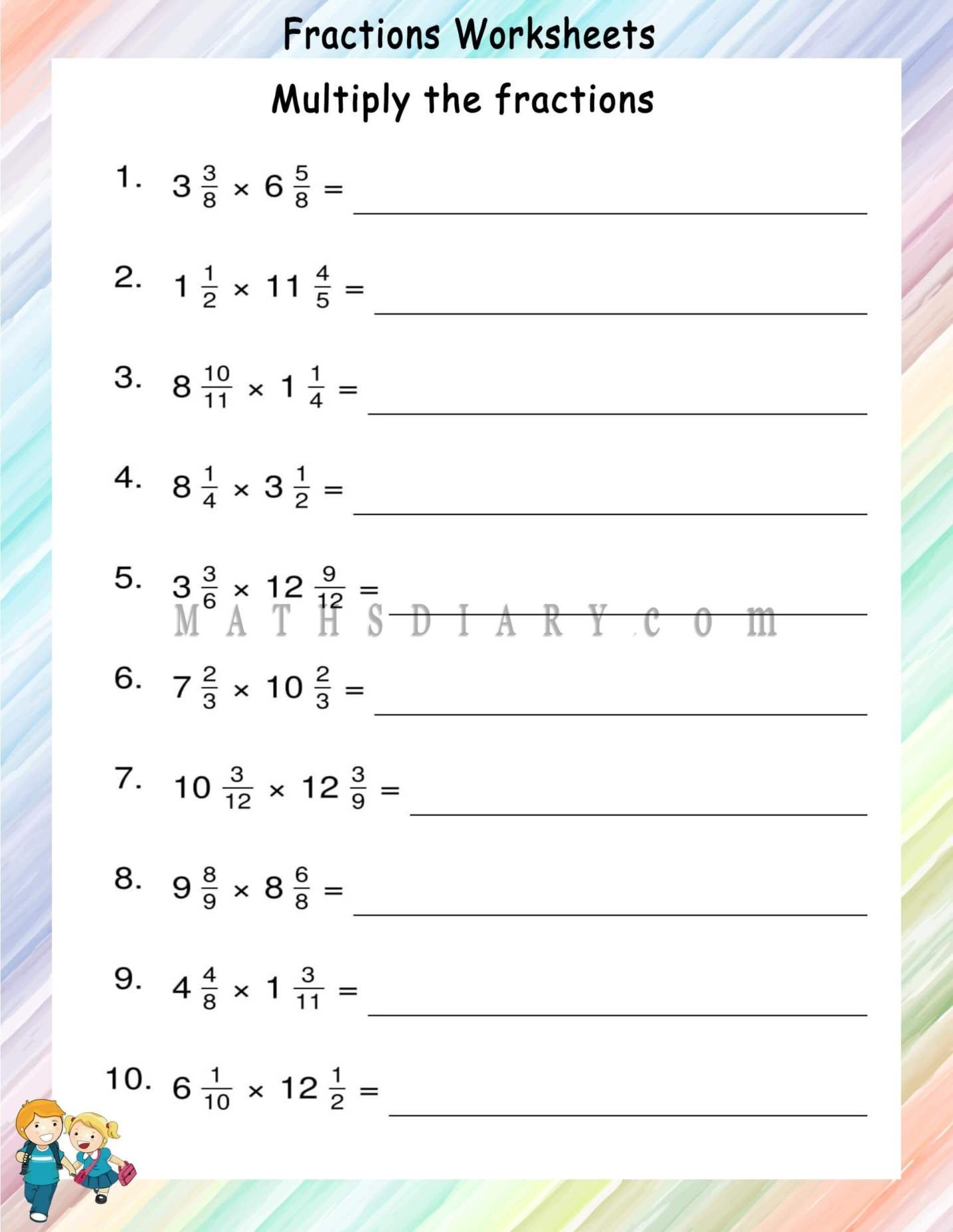 multiplying mixed numbers worksheet multiplying mixed numbers worksheet