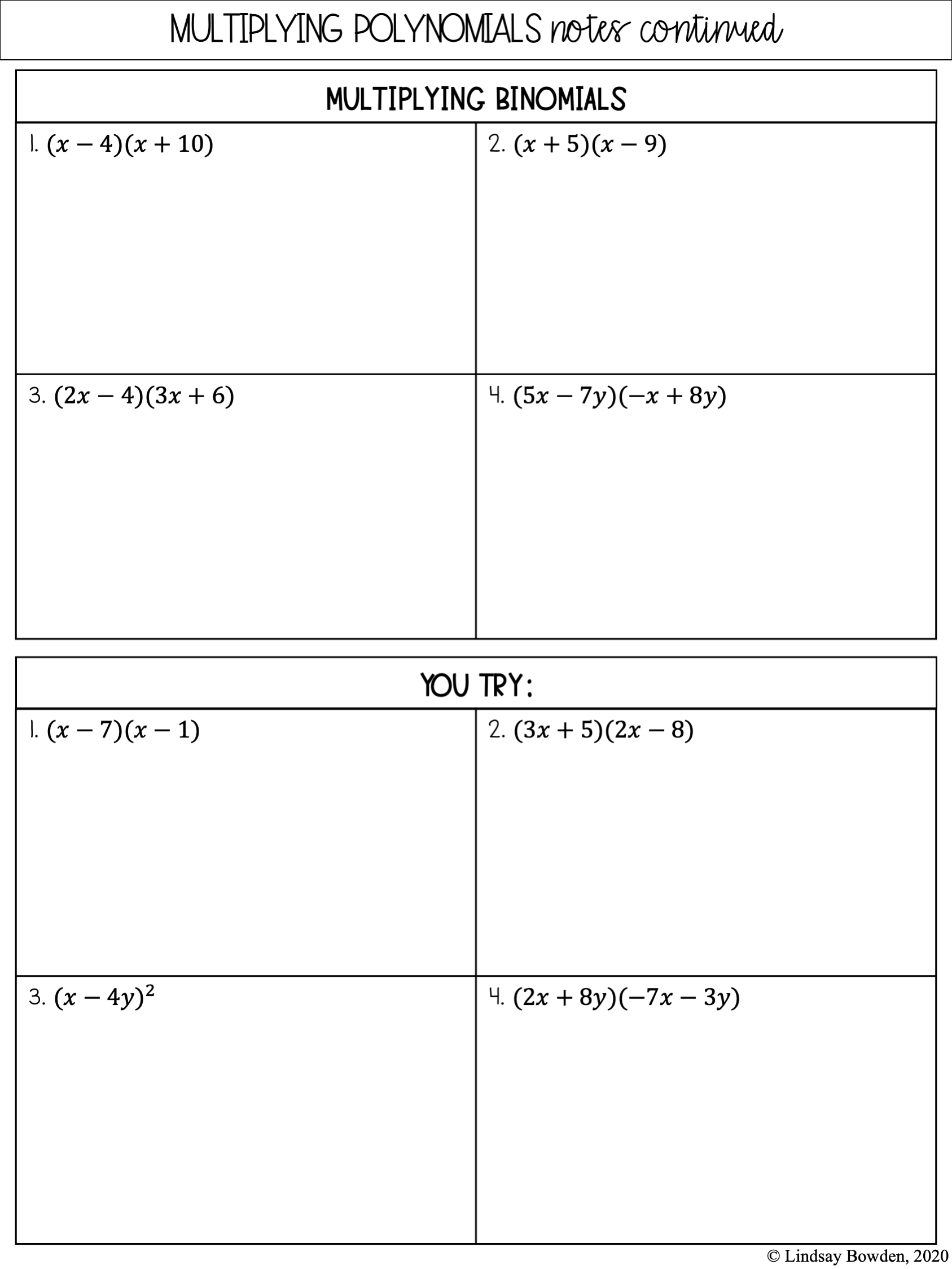 multiply polynomials worksheet multiply polynomials worksheet