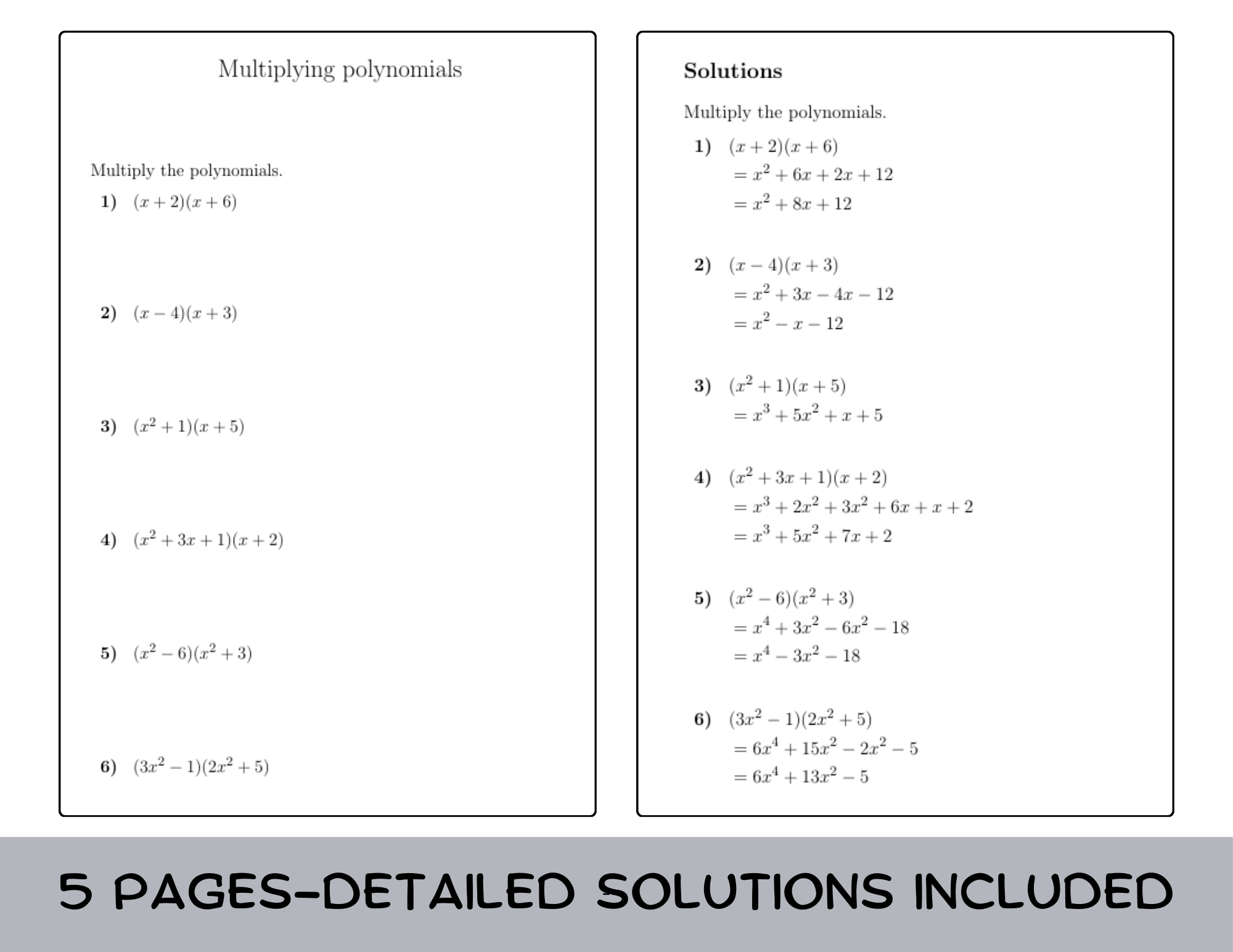 Multiplying Polynomials Worksheet with Solutions Teaching Resources Multiplying Polynomials Worksheet with Solutions Teaching Resources