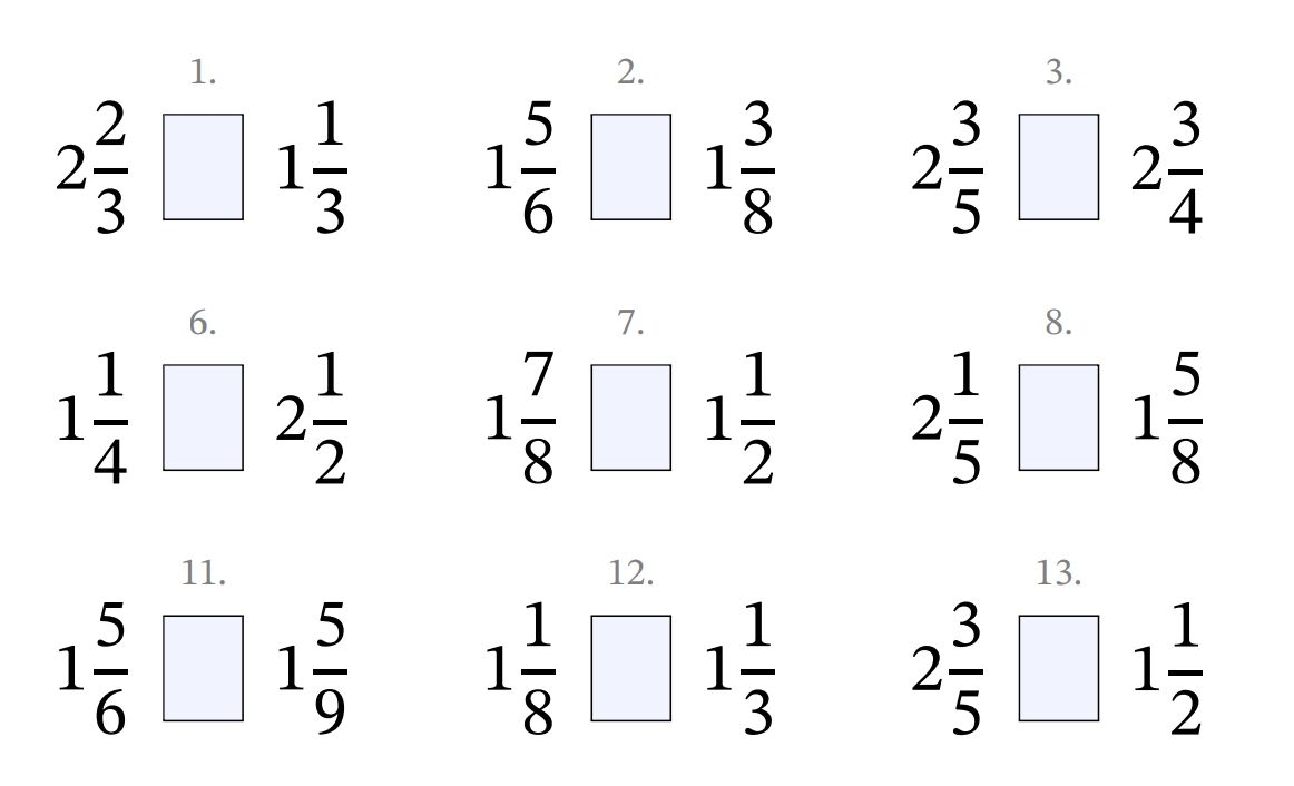 comparing fractions worksheet