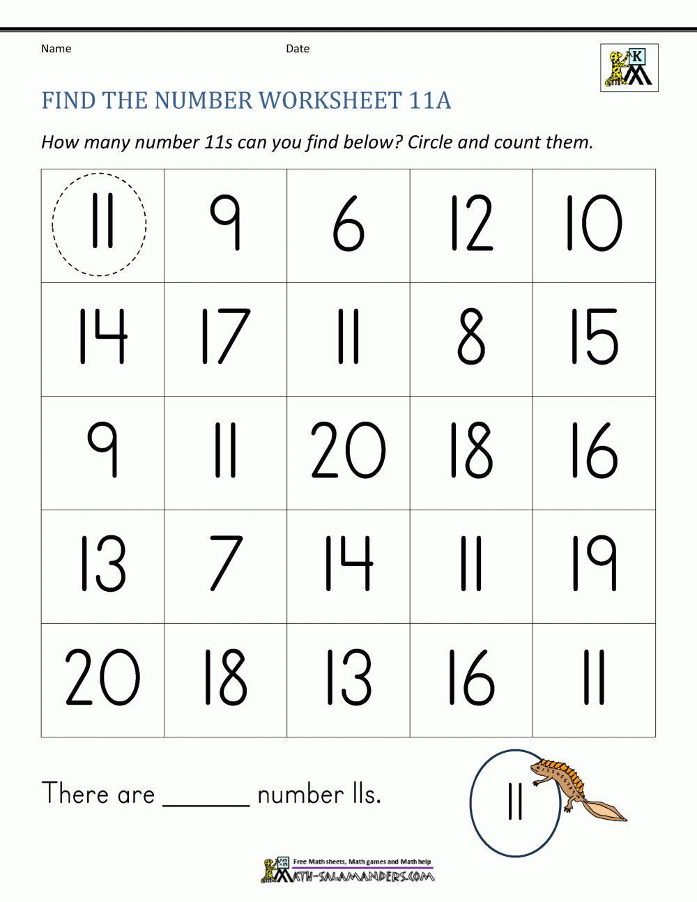 Number 11 Worksheets For Preschool