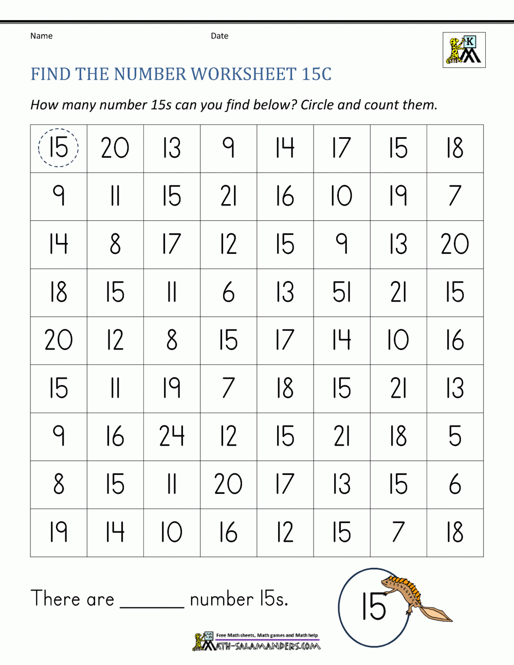 Number 15 Worksheets For Preschool