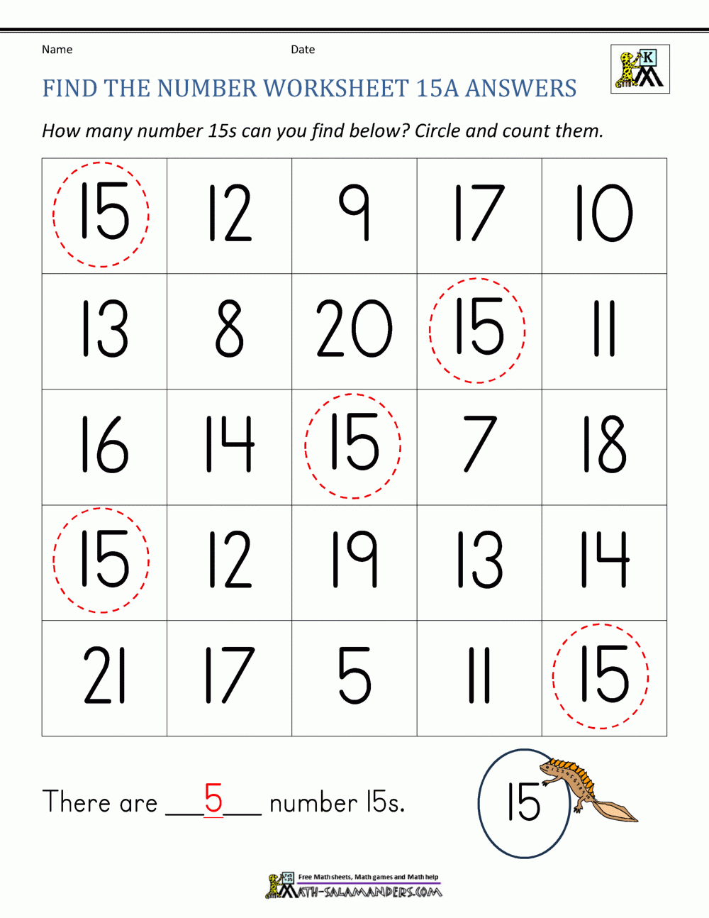 Number 15 Worksheets For Preschool