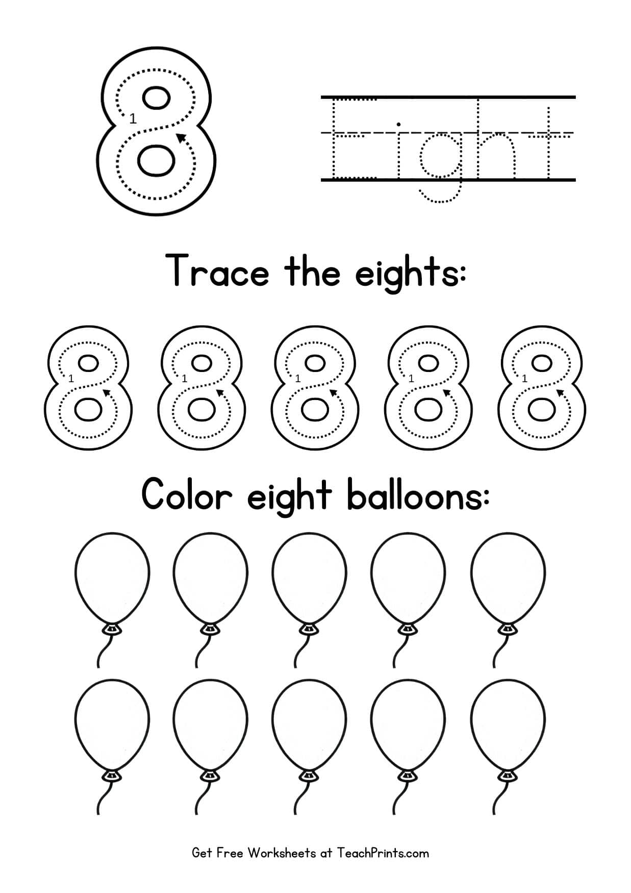 Number 8 Tracing Worksheets Free Printables Teach Prints