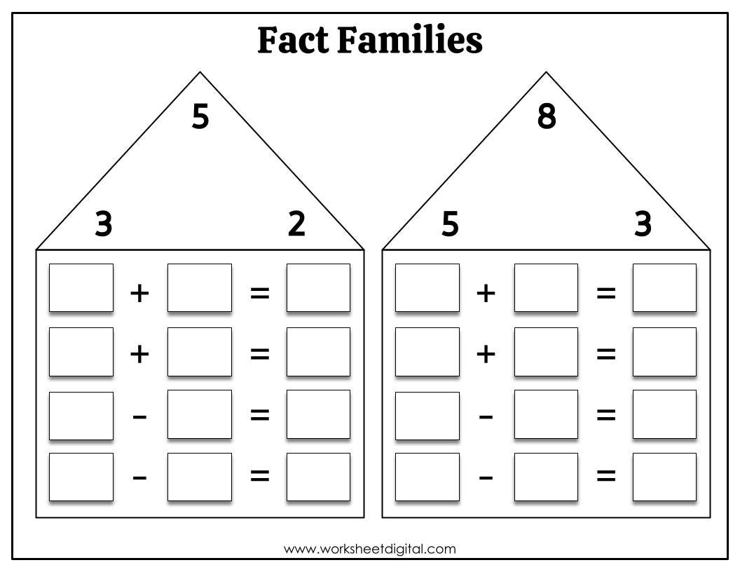 Number Fact Families Worksheet Addition Subtraction To 20 digital Download Etsy Israel