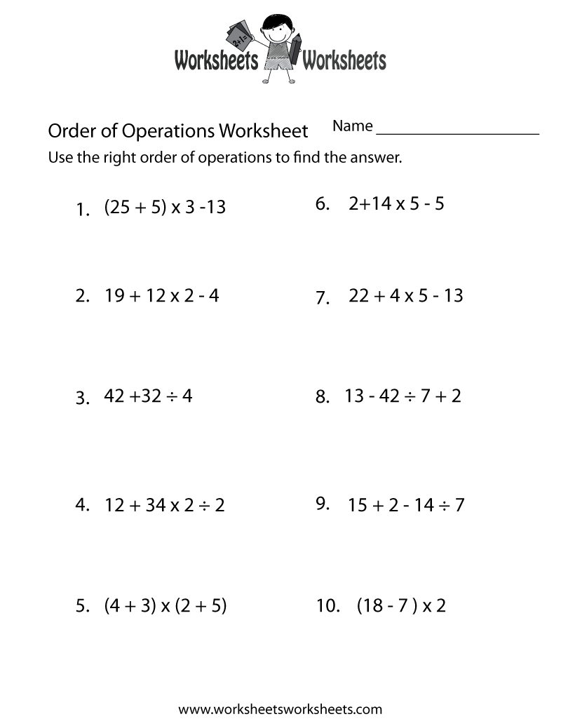 Order Of Operations Practice Worksheet Worksheets Library