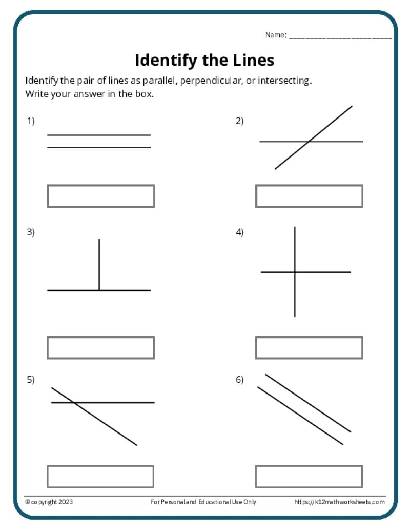 Parallel Perpendicular And Intersecting Lines Worksheets
