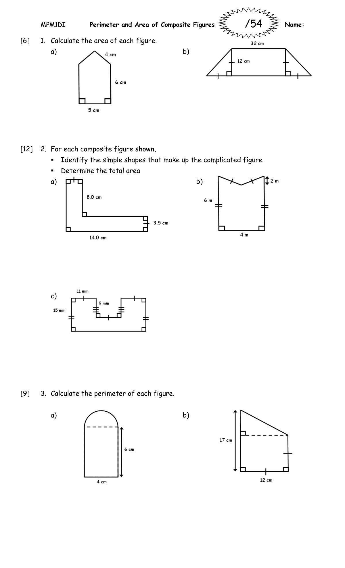 Perimeter And Area Of Composite Figures Worksheet 2011