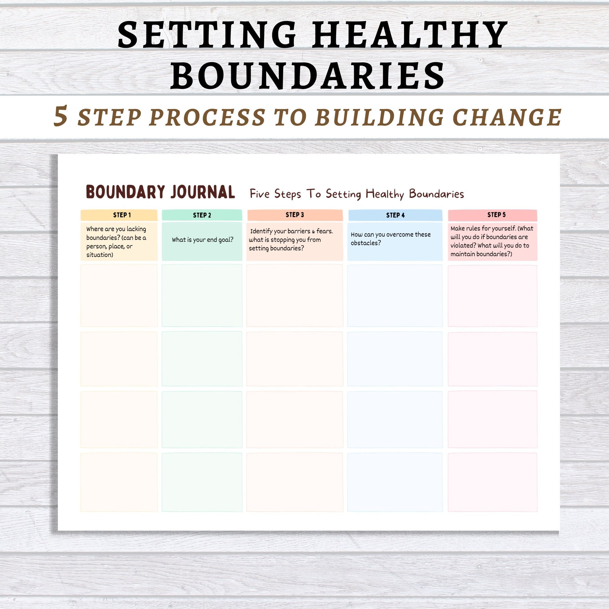 Personal Boundaries Journal Worksheet Print Workbook Journal Emotional Therapy Journals Etsy