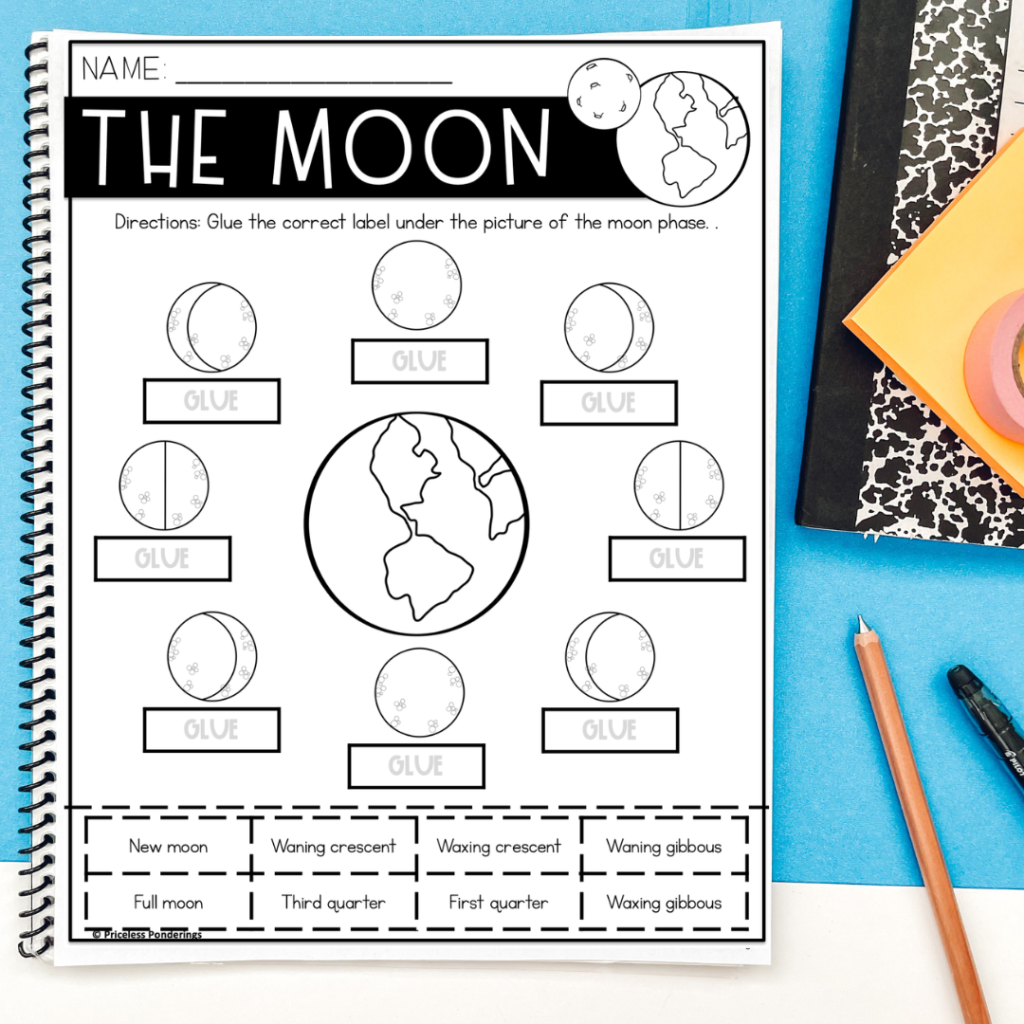 moon phases worksheet